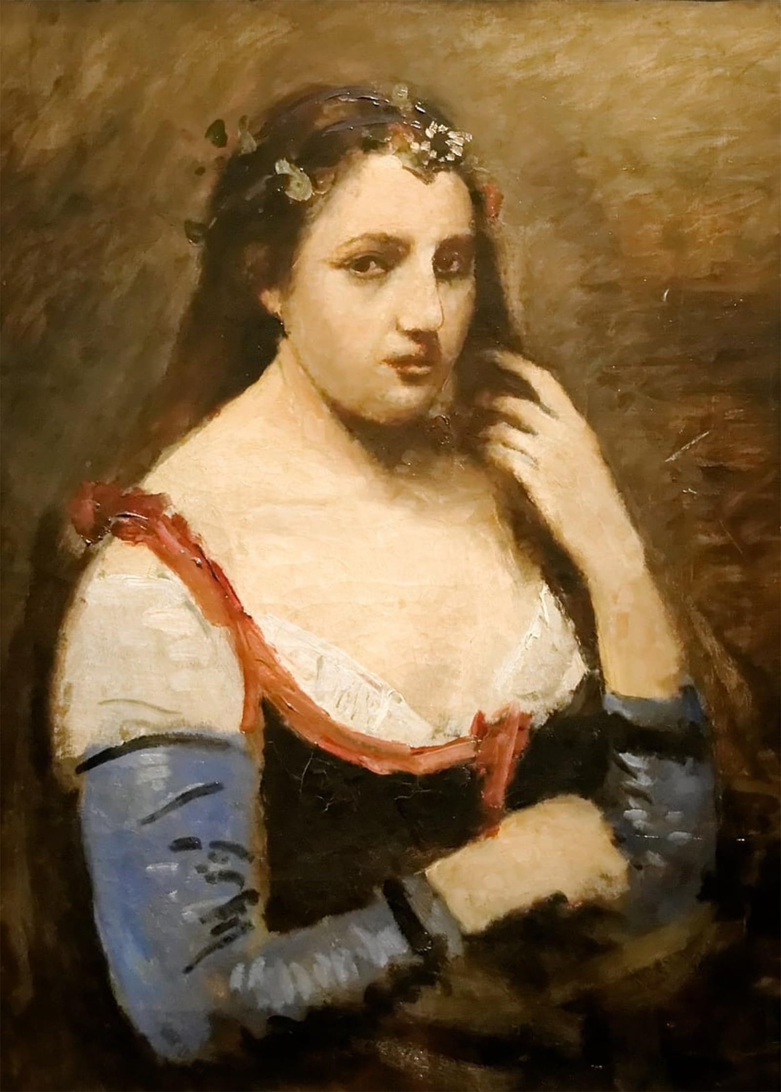 POSTERIIk Famous Modern Artwork Art Mural Woman with daisies by Jean Baptiste Camille Corot Oil Paintings Pictures for Home Decor 60x90cm