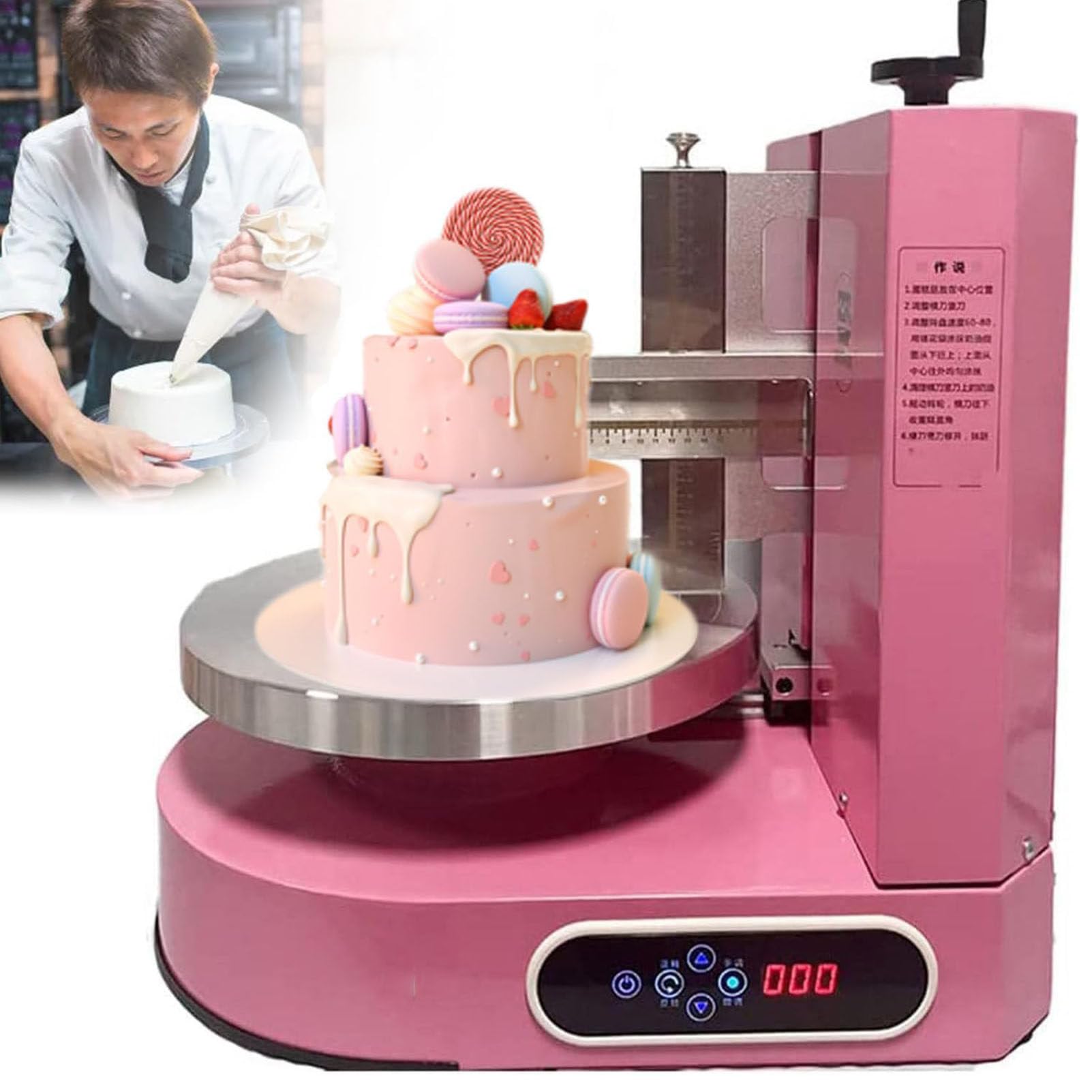 Máquina eléctrica de recubrimiento de crema para pasteles, Herramientas de Horneado para pasteles de cumpleaños, Máquina de llenado de recubrimiento de crema para pasteles redondos,Rosa