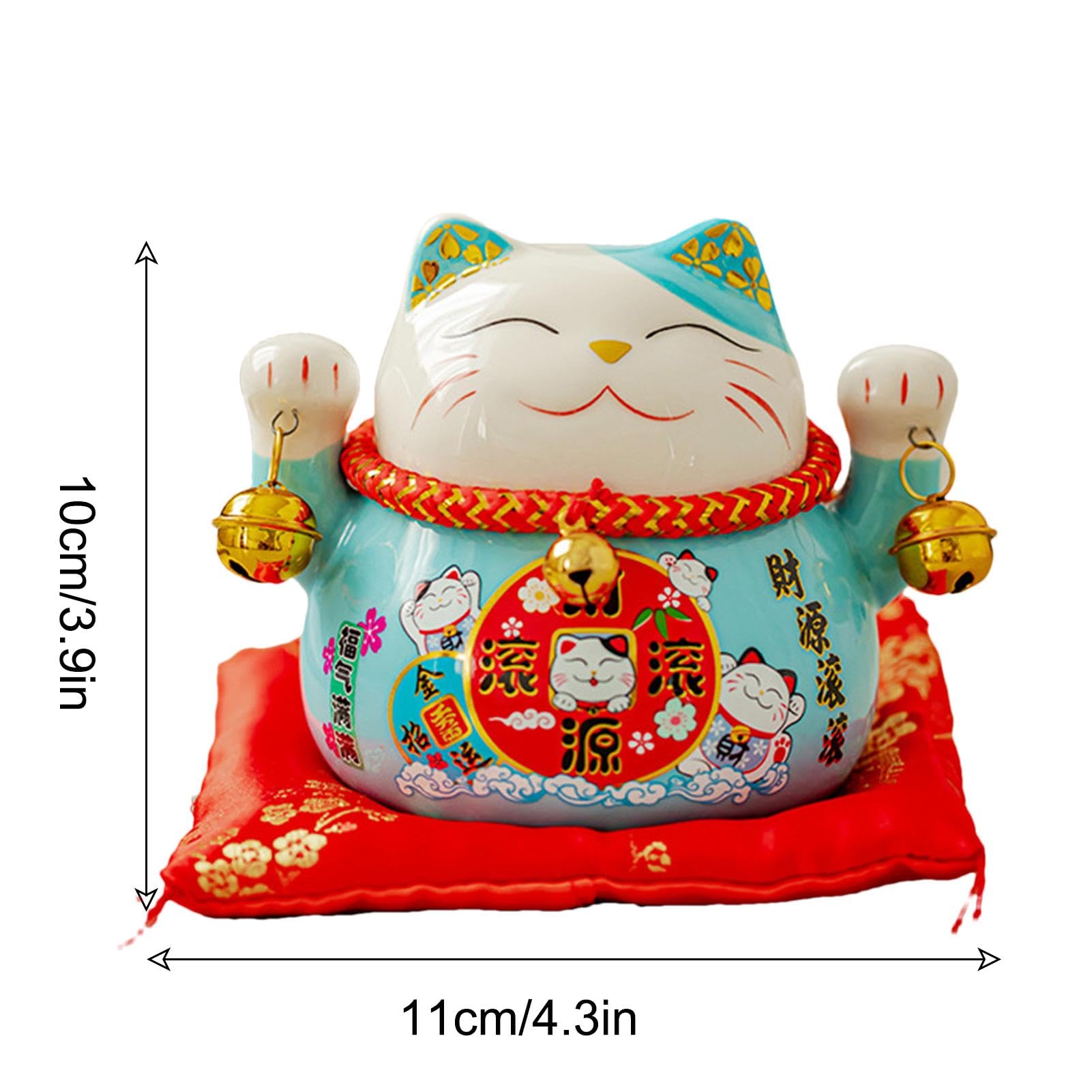 Figura de gato de la suerte | Maneki Neko Feng Shui Fortune Lucky Cat | Figura de gato de riqueza de 4.5 pulgadas, fortuna Maneki Neko Feng Shui, decoración creativa del hogar, decoración de pasteles,