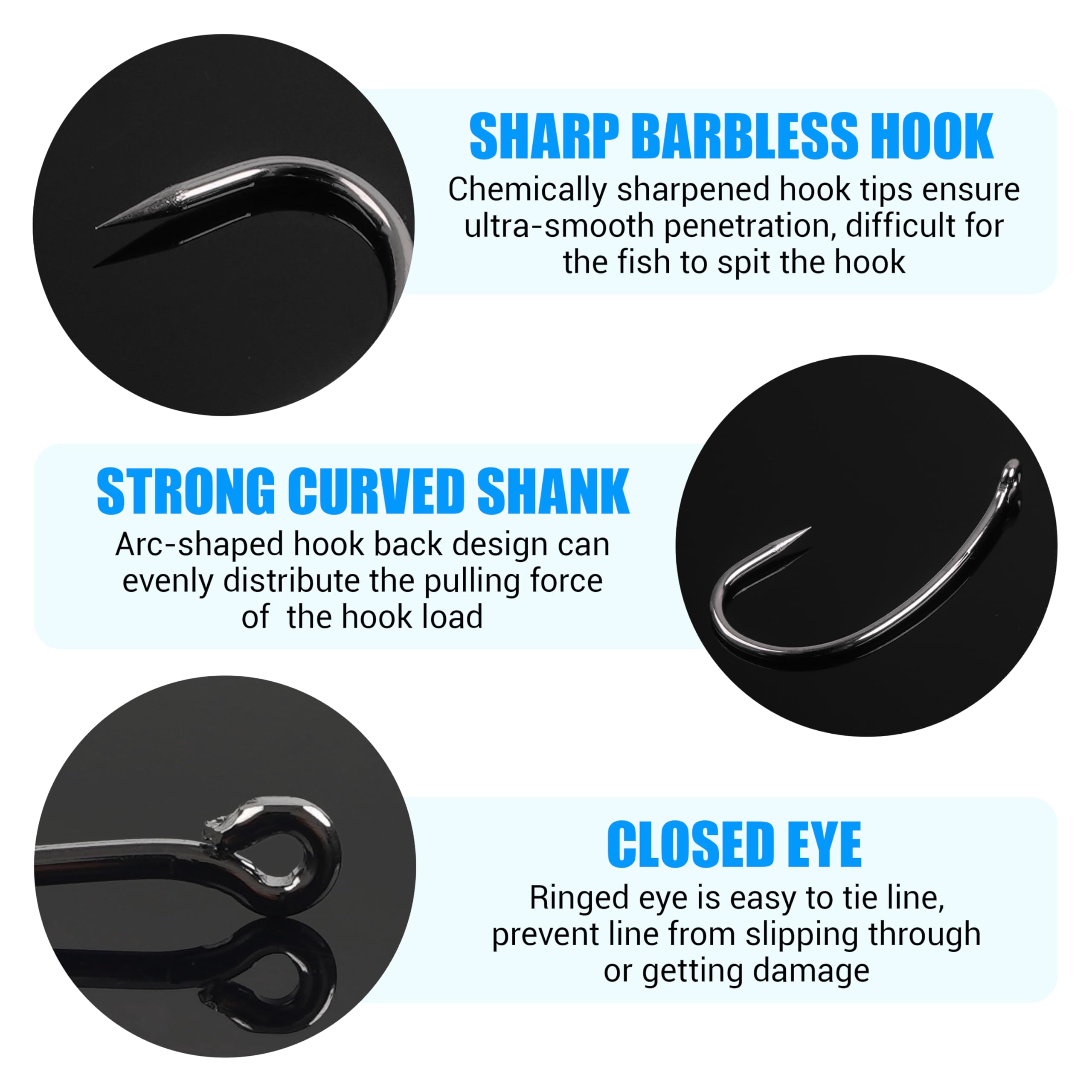 210pcs Barbless Fishing Hooks Kit Carp Fishing Circle Hooks Curve Shank Fly Tying Hook for Carp Hair Rigs Freshwater Saltwater : Sports & Outdoors