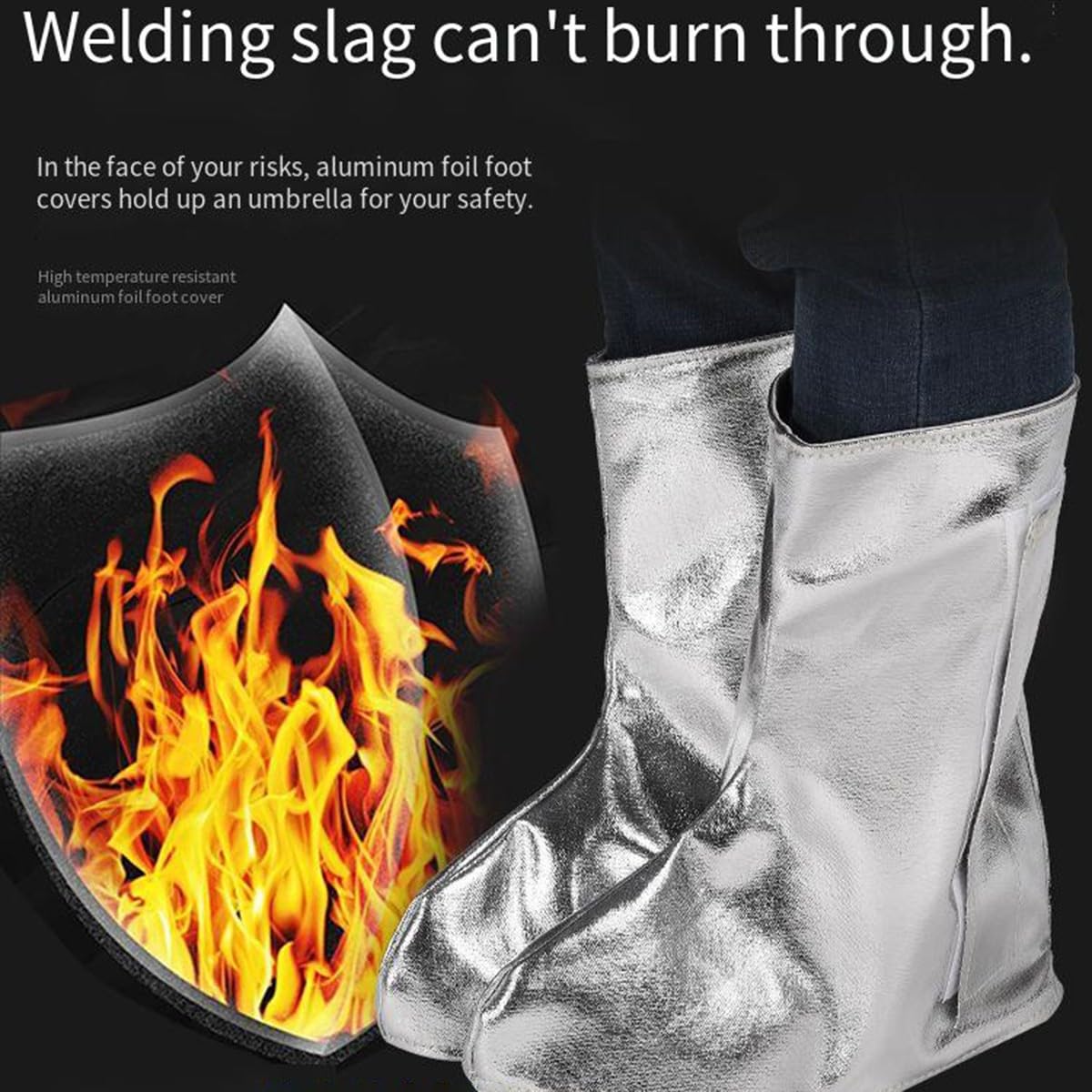 Polainas Soldador Aluminizadas Protectores Piernas Resistentes Al Calor Cubre Botas contra Chispas Y Escoria Protectores Pie Alta Temperatura para Fundición
