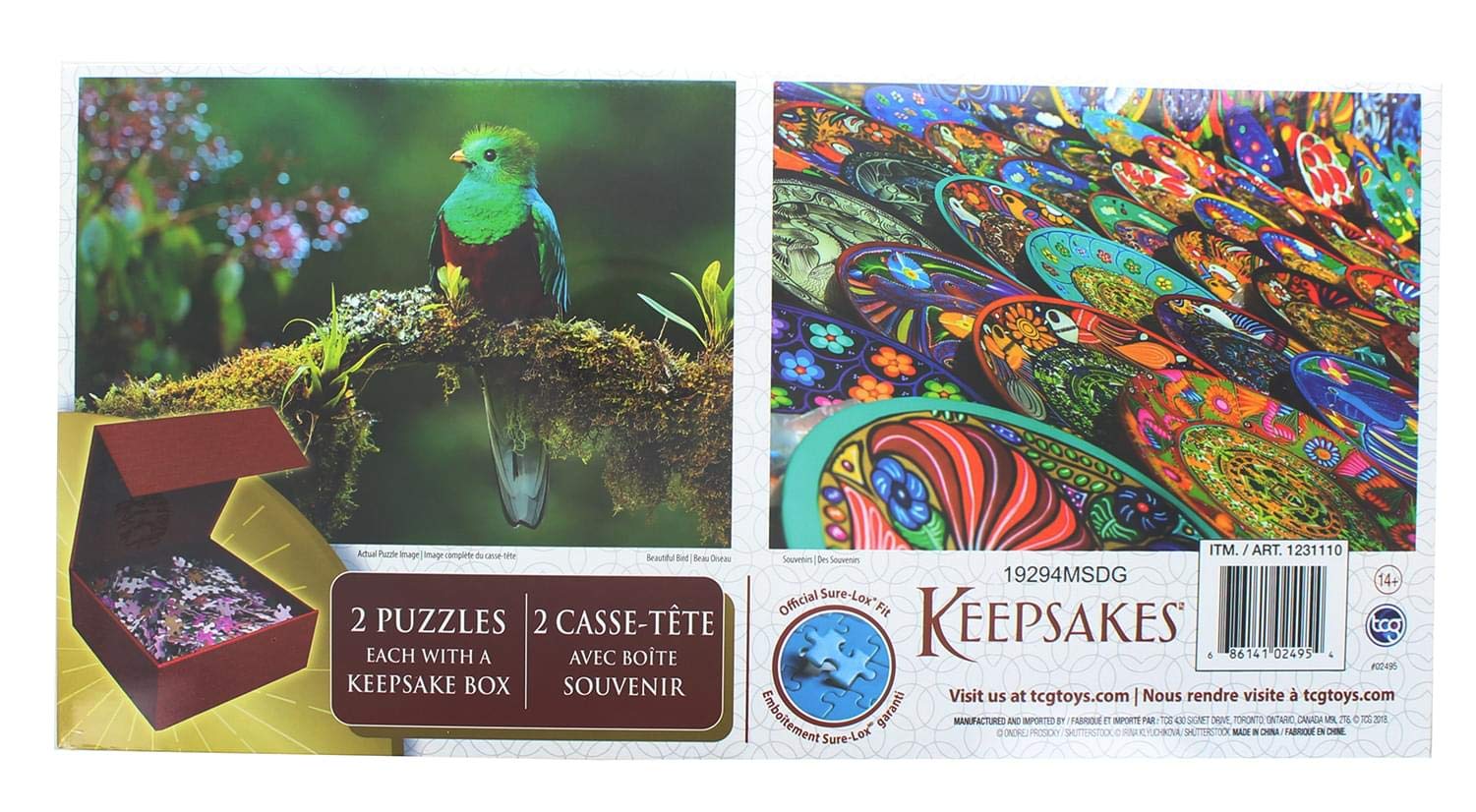Zestaw 2 pamiątek 1000 sztuk puzzli | Kolorowe ptaki