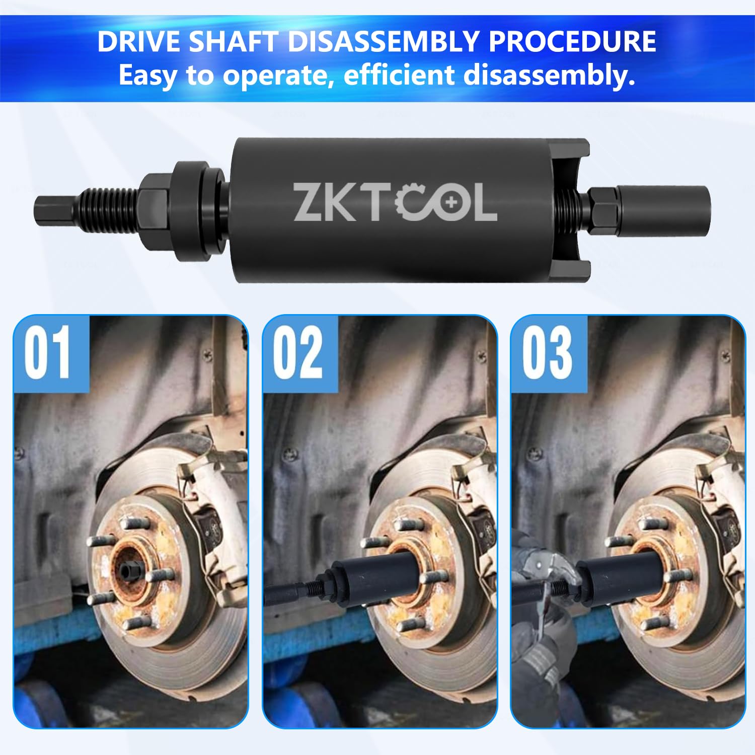 ZKTOOL 7-teiliges Werkzeug zum Entfernen der Antriebswelle, Kompatibel mit BMW, VW und den Meisten Anderen Modellen, mit 6 Adaptern M16, M20, M22, M24, M27, M30