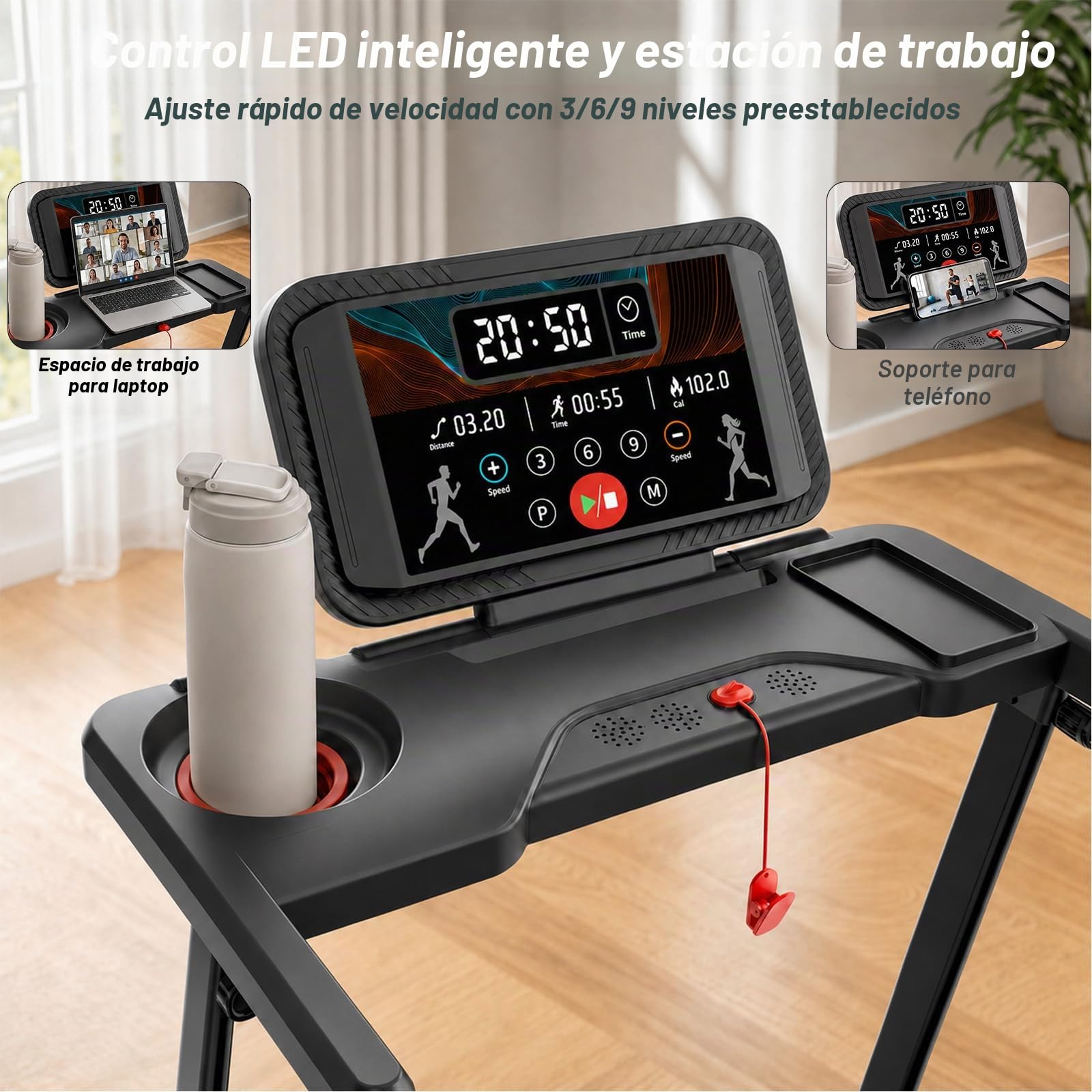 1–12 km/h Cinta de Correr Plegable, 6 en 1 Walking Pad para Casa y Oficina, Bajo Escritorio, Cinta de Correr con LED Display, para Caminar y Correr en Casa y Oficina