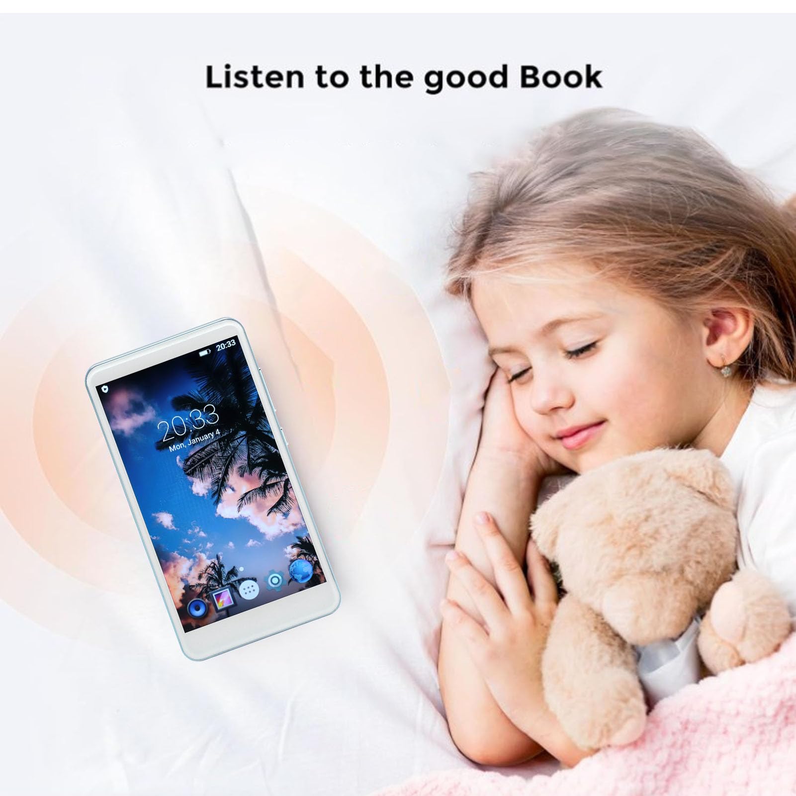 Cryfokt Reproductor MP4 de 5 Pulgadas con Chip Octa Core, Pantalla Táctil de 5,0 Pulgadas, Resolución de 1920 X 1080, Bluetooth WiFi, Cámara de 8 MP, para Transmisión de Audible (Blue)