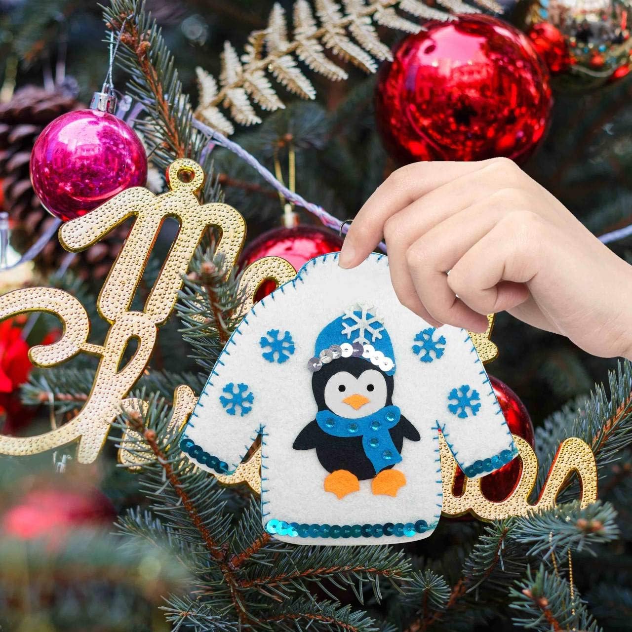 6 DIY Ugly Sweater Christmas Tree Ornament Holiday Craft Kit Decoration for Kids Gift Toys Stuffers Décor : Toys & Games