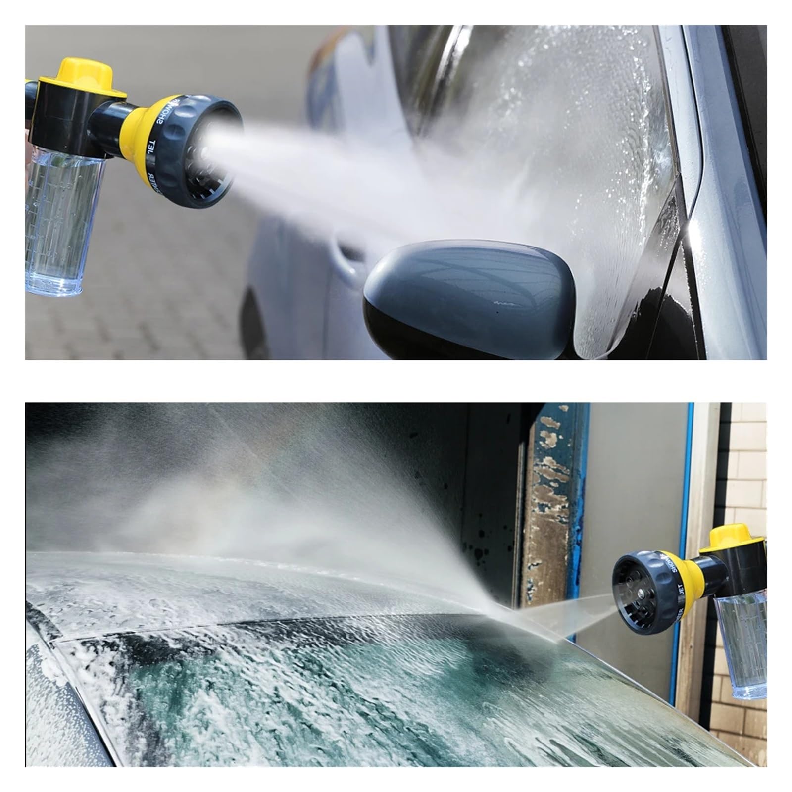 KKXXYQFC Manguera de jardín Pistola rociadora Herramienta de limpieza Pistola de agua Rociador portátil para lavadora de automóviles Lanza de espuma automática Boquilla ajustable de 3 grados Chorro de