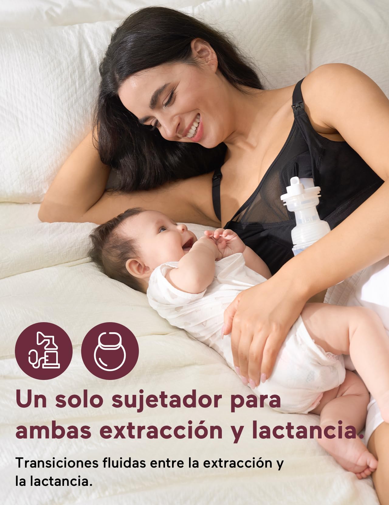 momcozy Sujetador Lactancia para Pecho Grande (95C-115H) – Sujetador de Lactancia y Extracción de Leche en Uno Tallas Grandes, Brasier de Maternidad con Diseño de Malla