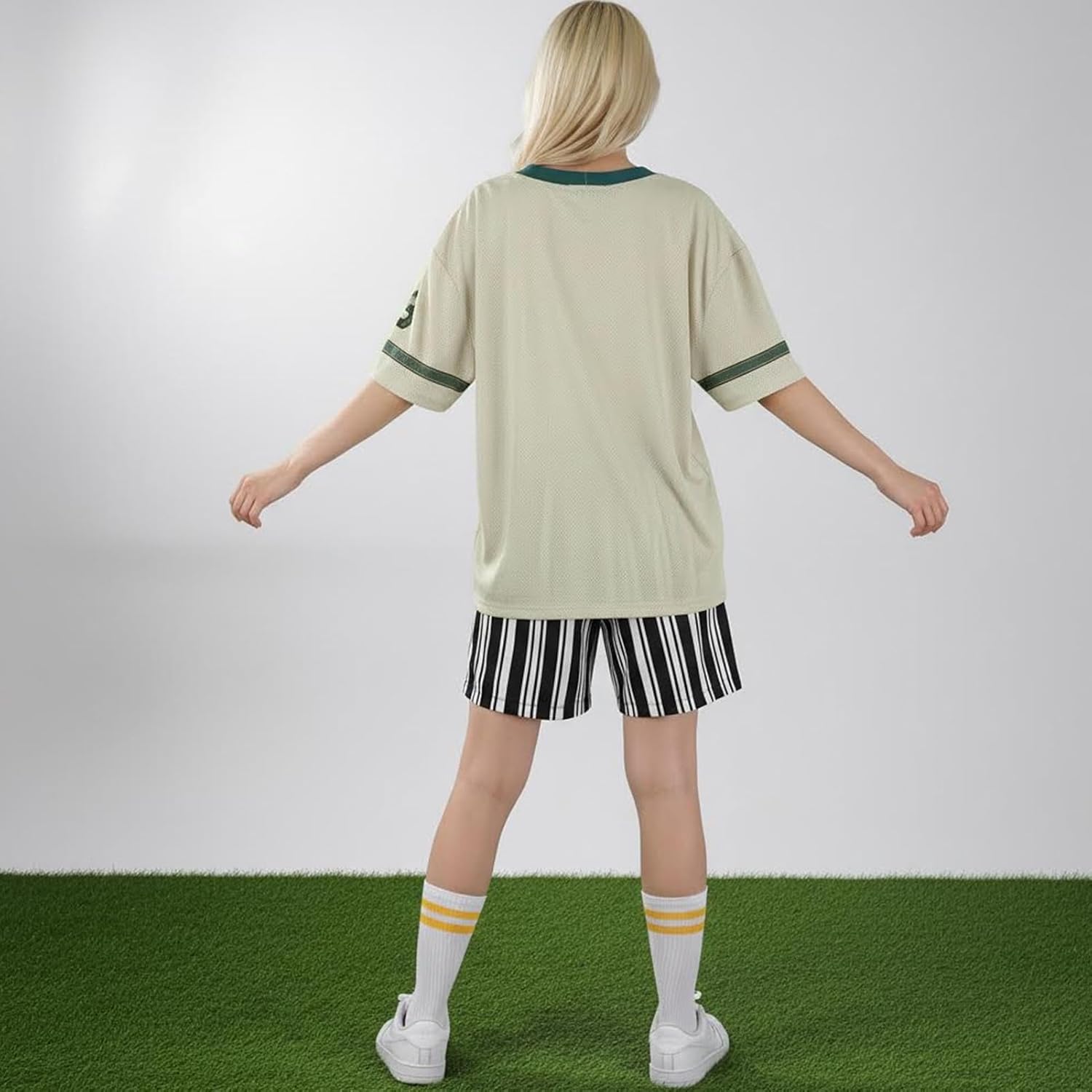 Jerseys Graphic Tee Shirts for Women Men Oversized V Neck Y2K Streetwear T-Shirt Sports Tops with Necklace Earrings - Image 2