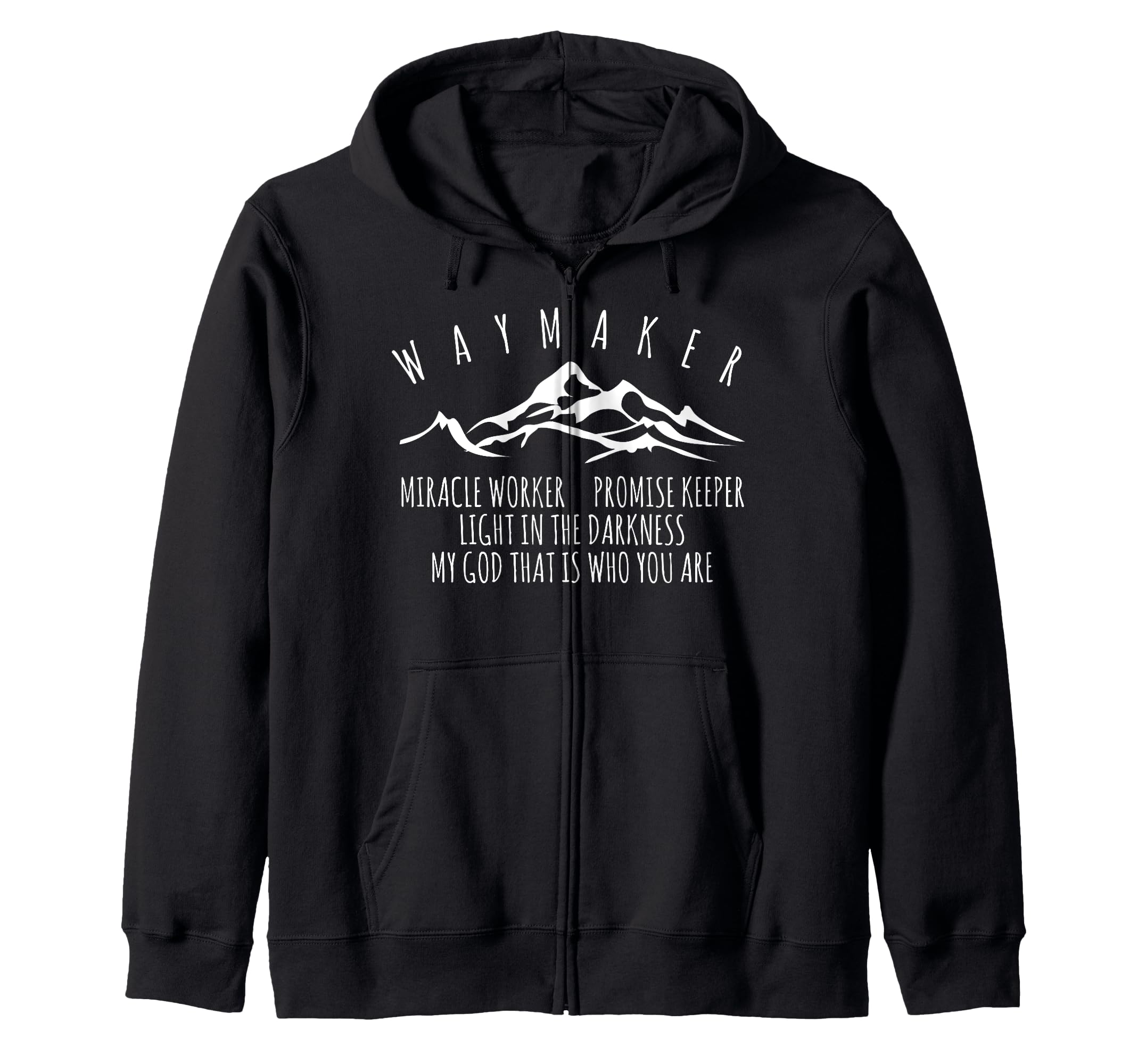 Waymaker Promise Keeper Wonderworker Mountain Christian Zip Hoodie