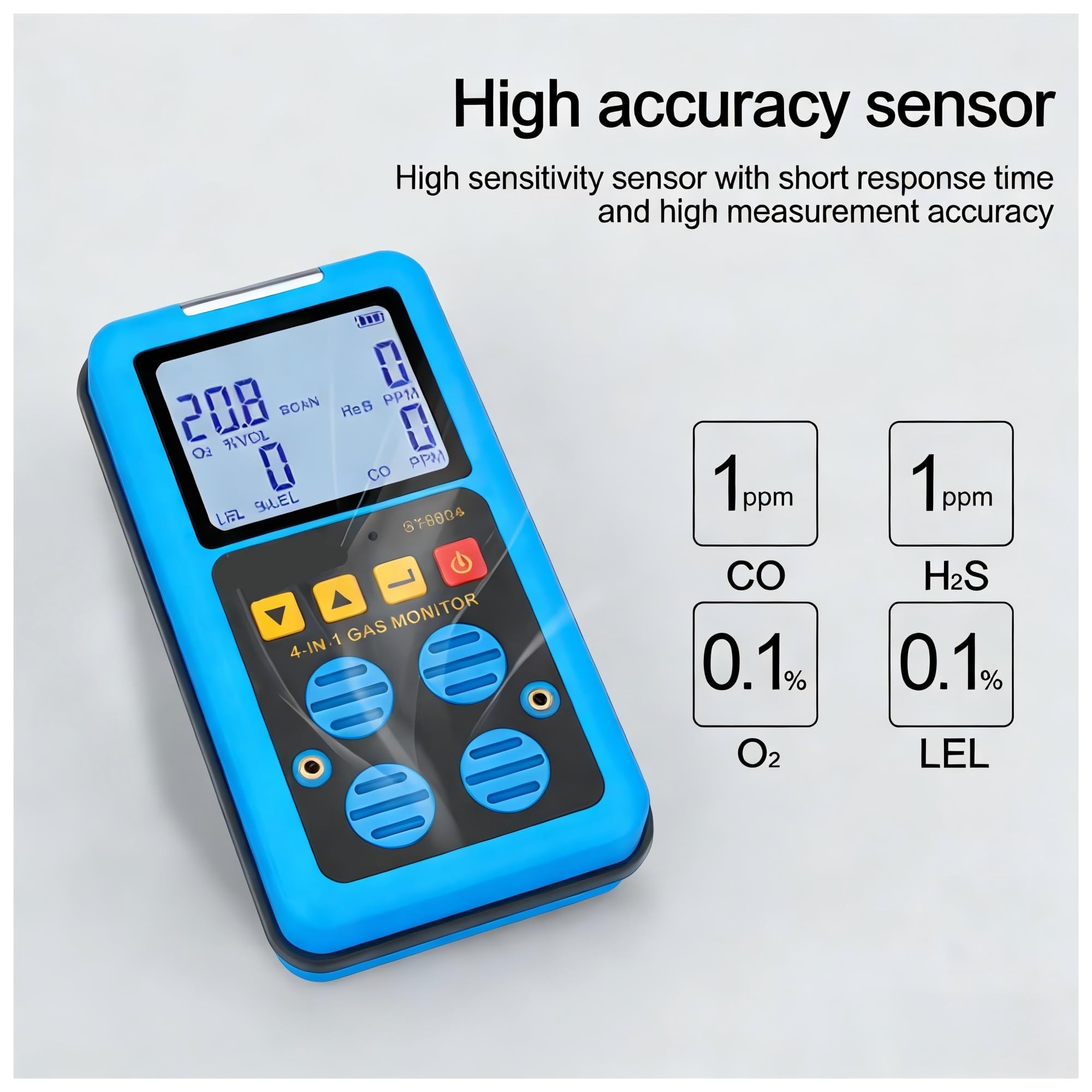 ST8904 Gasmonitor, industrielles Sicherheitsgerät zur Erkennung mehrerer Gase, CO/H2S/O2/UEG-Gasdetektor mit Alarmleuchte