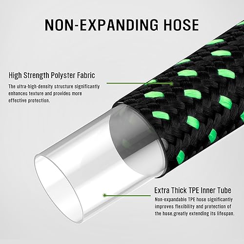Miniatura 3 de HBlife Manguera de jardín de 50 pies, manguera de agua no expandible con 8 boquillas de rociado de riego, manguera flexible y ligera para patio,