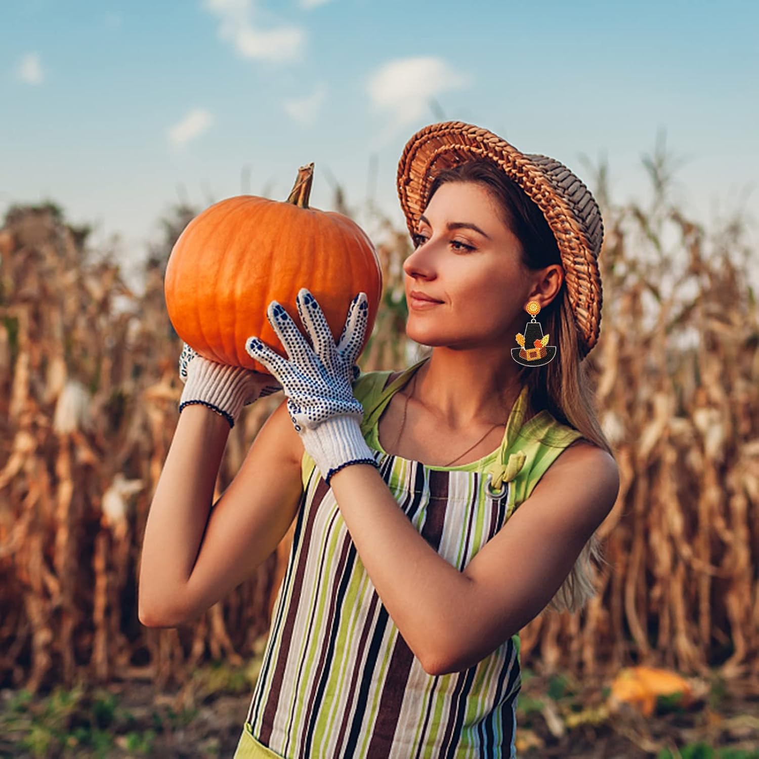 Thanksgiving Earrings Beaded Pumpkin Coffee Cup Earrings Handmade Autumn Jewelry Drop Dangle Earrings for Women Girls Thanks Giving Jewelry Gifts - Image 4