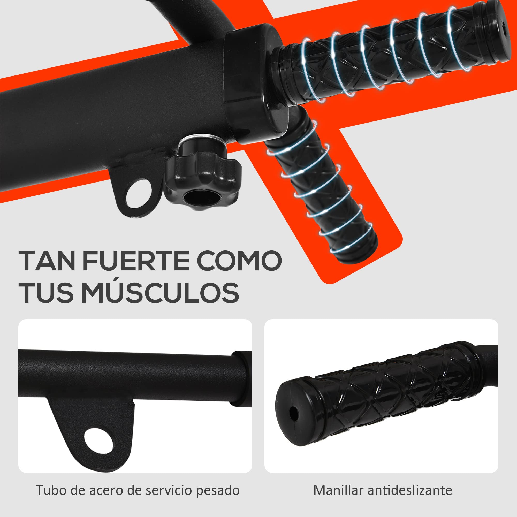 HOMCOM Barras de Dominadas para Pared Colgador de Saco de Boxeo 2 en 1 Entrenamiento Muscular Pull Up para Casa Carga Máxima 150 kg Negro