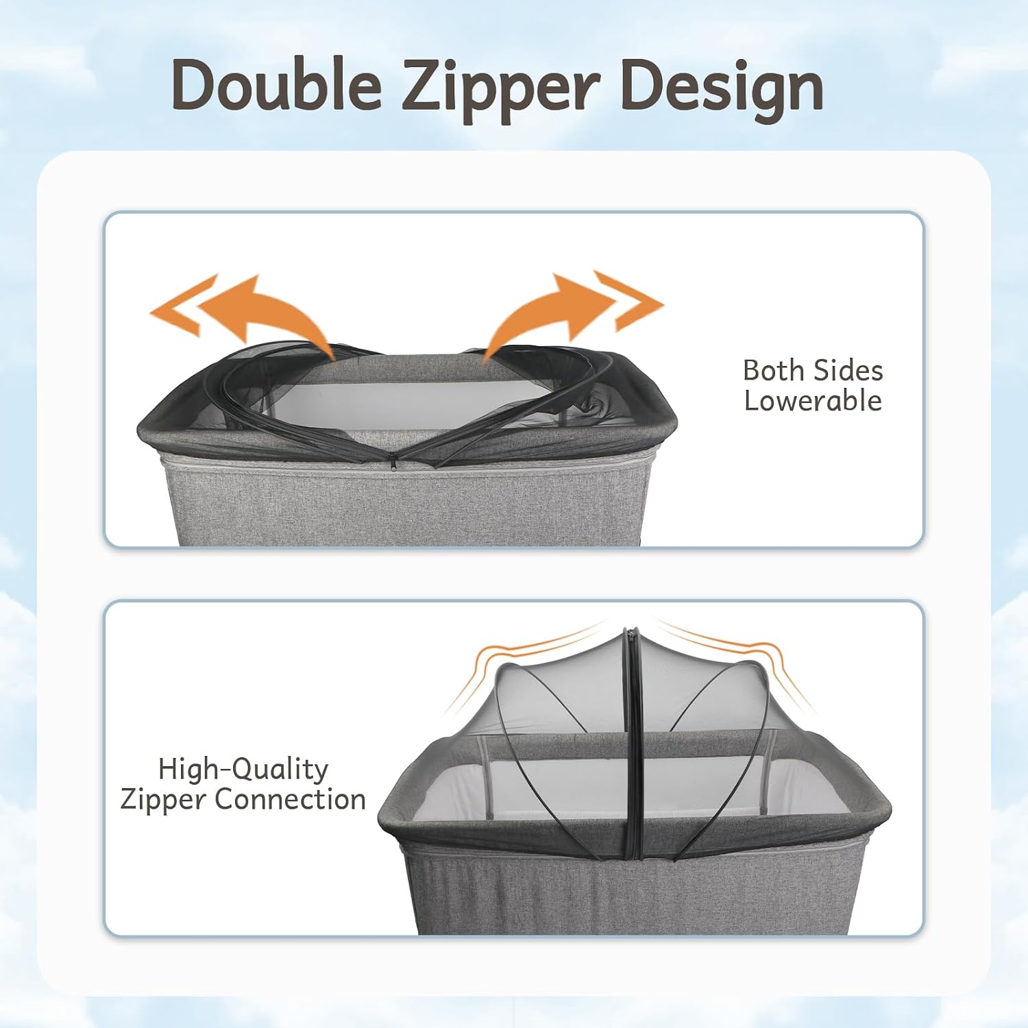Bassinet Mosquito Net Cover, Storage Bag Included, Black