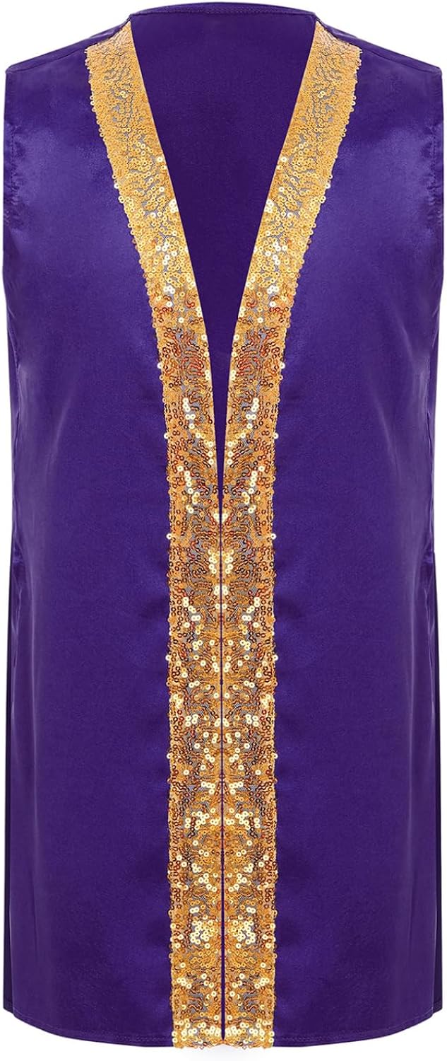 JEYPINMI Kids Boys Sides Split Praise Dance Tops Choir Gowns Satin Pullover Tunic Shirt Worship Costume Church Robe