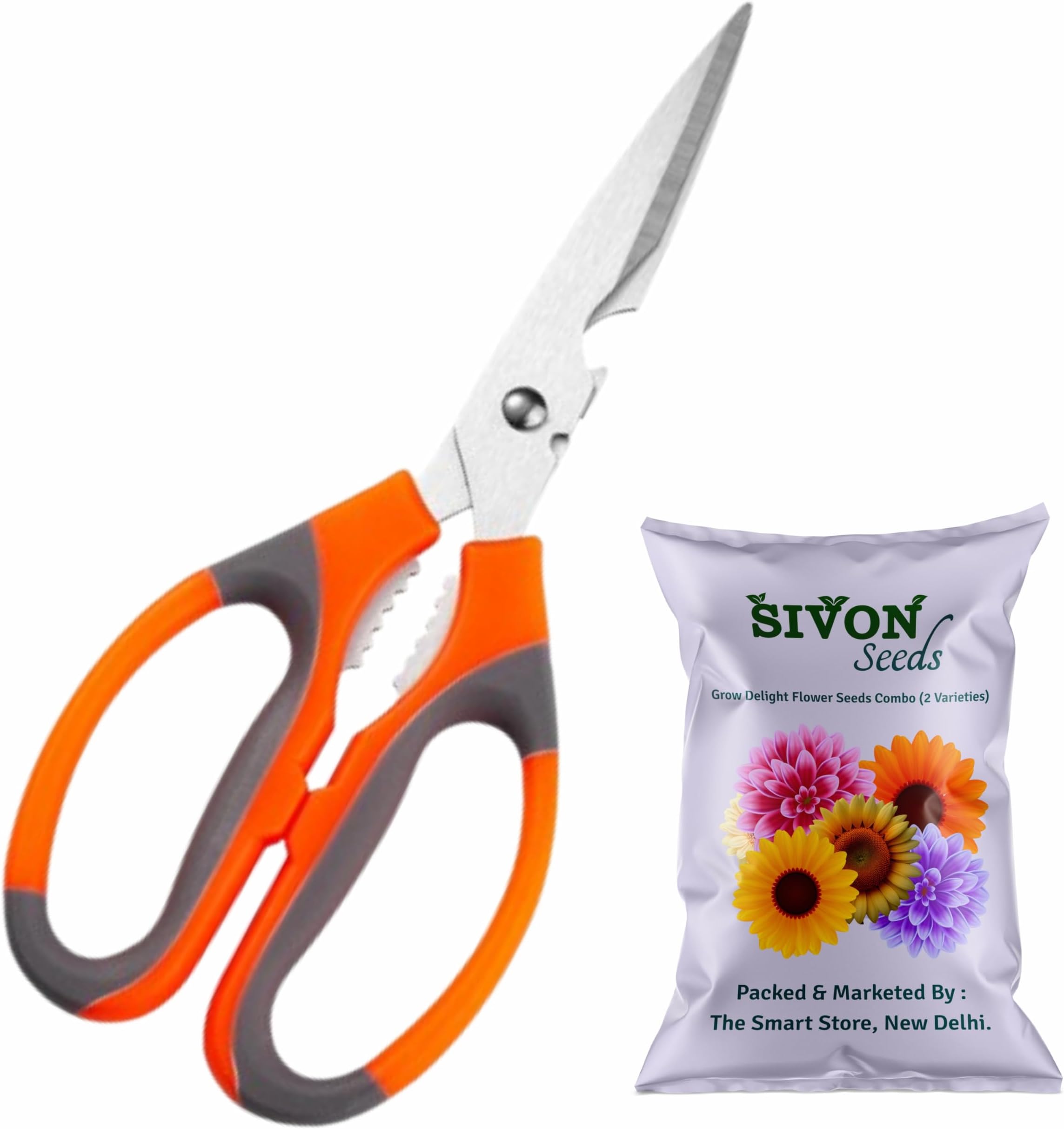 SIVON Multipurpose Scissors for Home Gardening, Kitchen, and Household Use | Plant Cutter With Steel Blades & Comfortable Grip