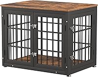 Vista 13 de Mueble de jaula de perro resistente de 26 pulgadas para perros pequeños, mesa auxiliar decorativa para casa de mascotas, muebles de madera para Negro