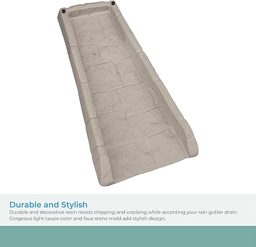 Miniatura 78 de Suncast Compuesto de poliéster fácil de usar, decorativo para exteriores, canaleta de lluvia Downspout, bloque de salpicaduras para desagües debajo