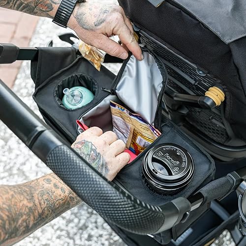 Miniatura 3 de Tactical Baby Gear Organizador de cochecito  Consola universal para padres con portavasos aislados, bolsillo refrigerador, teléfono frontal y