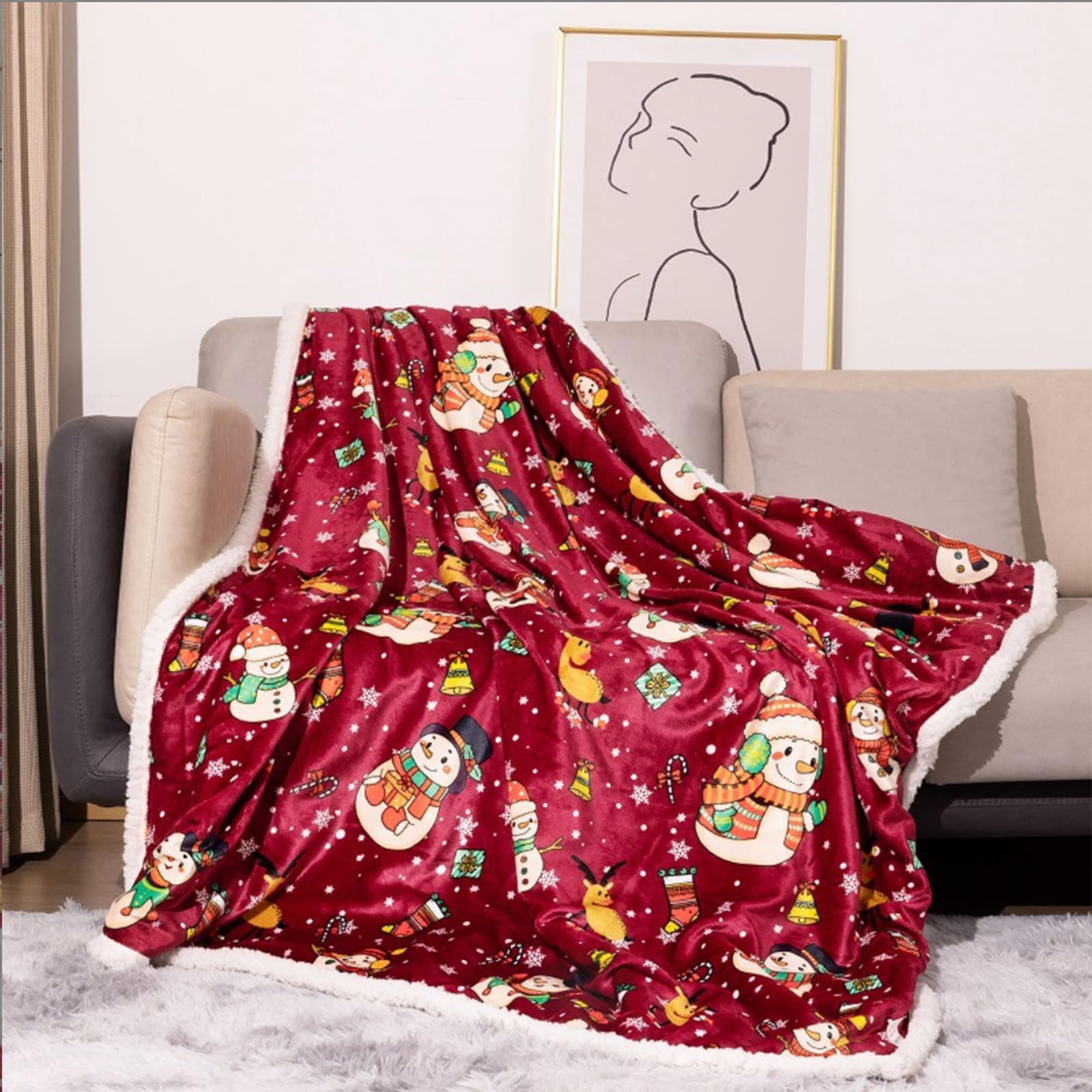 Couverture de Noël douce idée cadeau de vacances lavable pour adultes et décoration