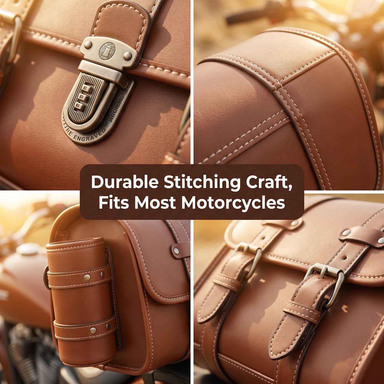 Vintage PU Motorcycle Rear Seat Bag, 33L Lockable Storage Luggage