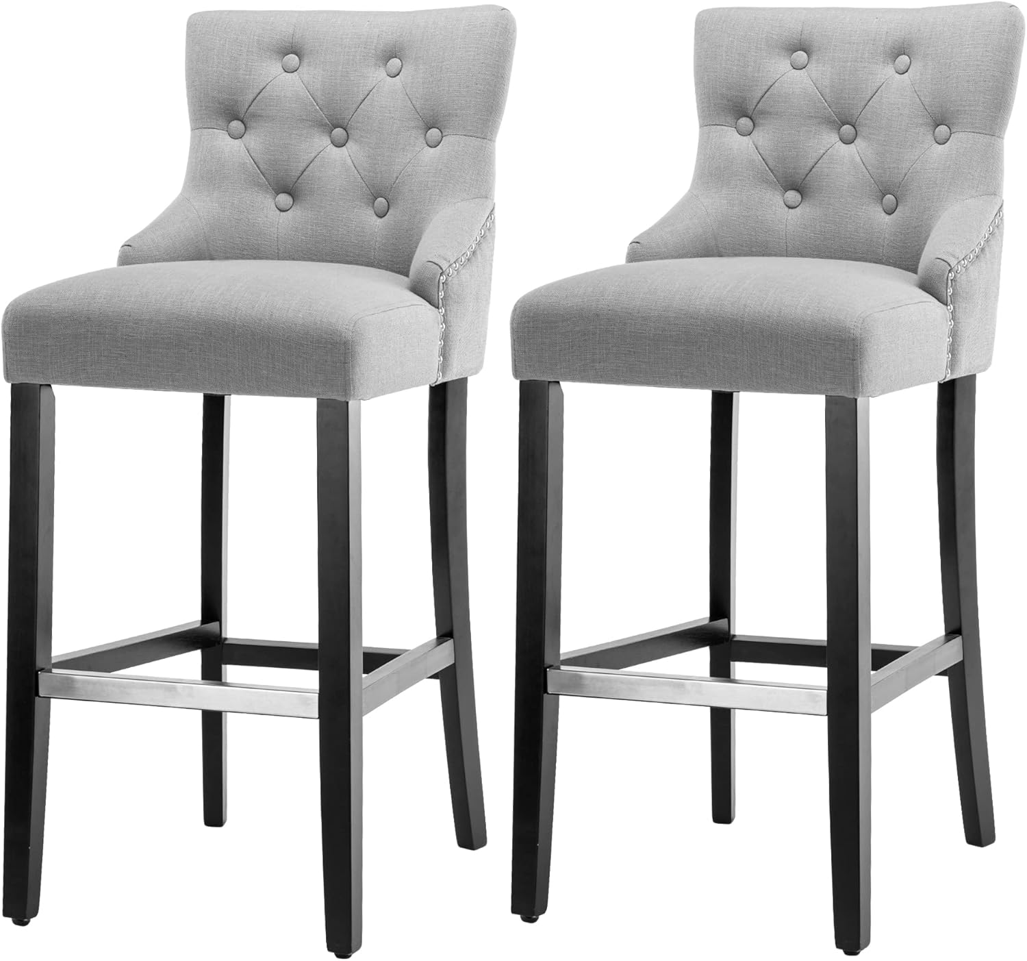 Creek Vista Linen Counter Height Bar Stools Set of 2, Modern Upholstered Bar Stool