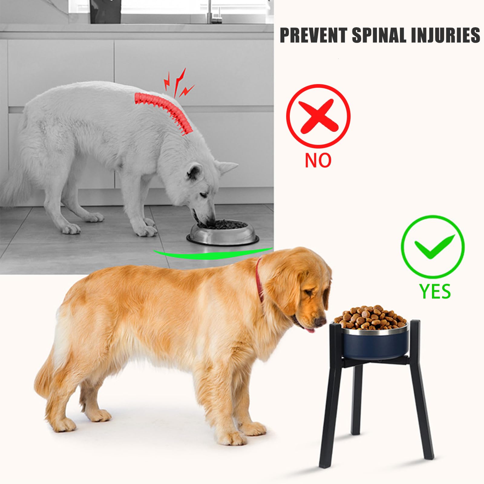 Support Gamelle Chien Surélevé, Réglable en Largeur, Gamelle Surélevée pour Chien, Convient aux Bols de 17 à 27 cm, Hauteur 24 cm（sans gamelles）