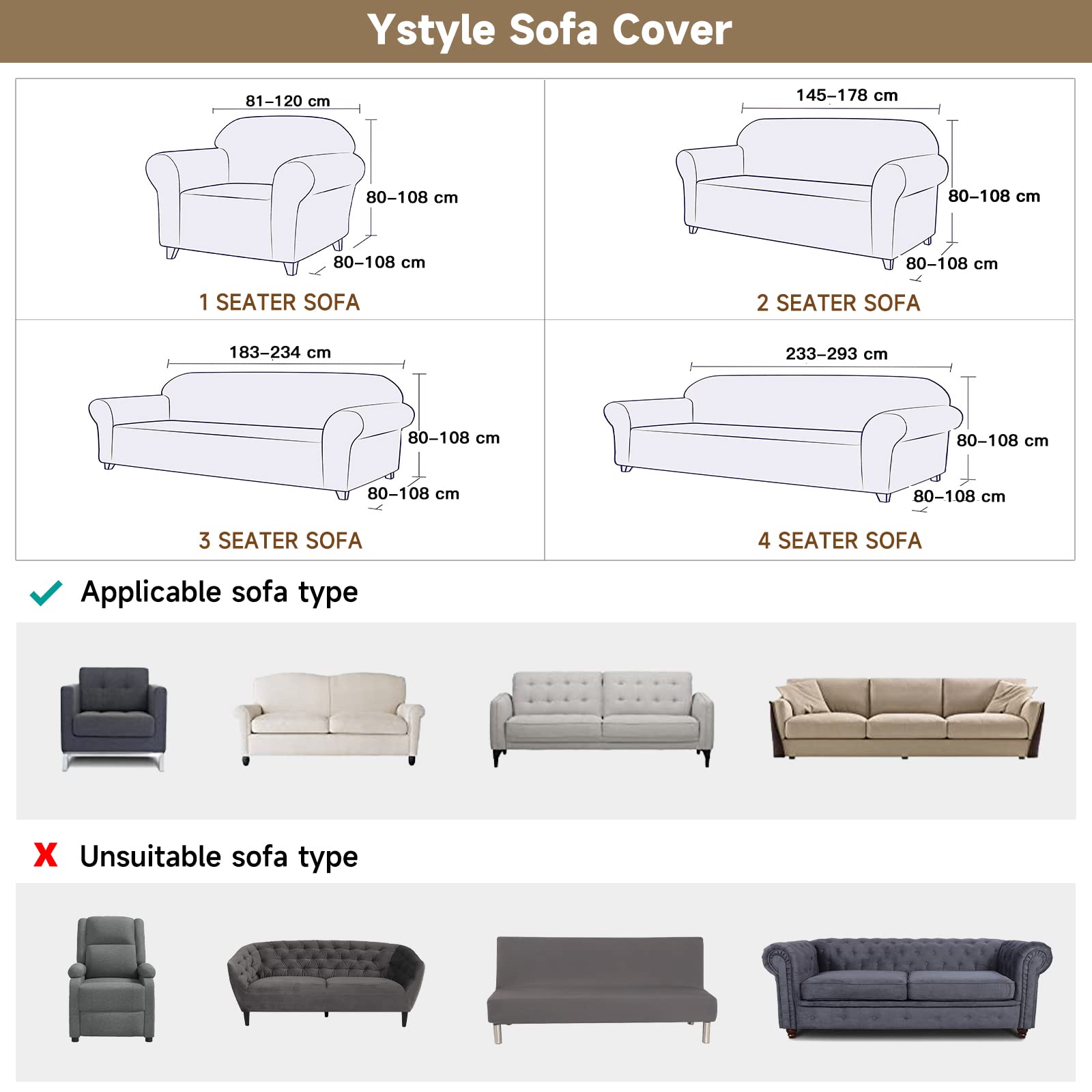 Ystyle Copridivano 4 Posti con Braccioli, Elasticizzato Copri Divano Antigraffio Gatto Cani, Universale Moderno Fodere Copridivani, Elastico Copripoltrona Antimacchia Antiscivolo, Sabbia