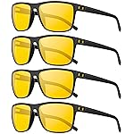 QALLY Night Vision Glasses Men, Night Driving Glasses for Men Lightweight Anti Glare 4 Packs