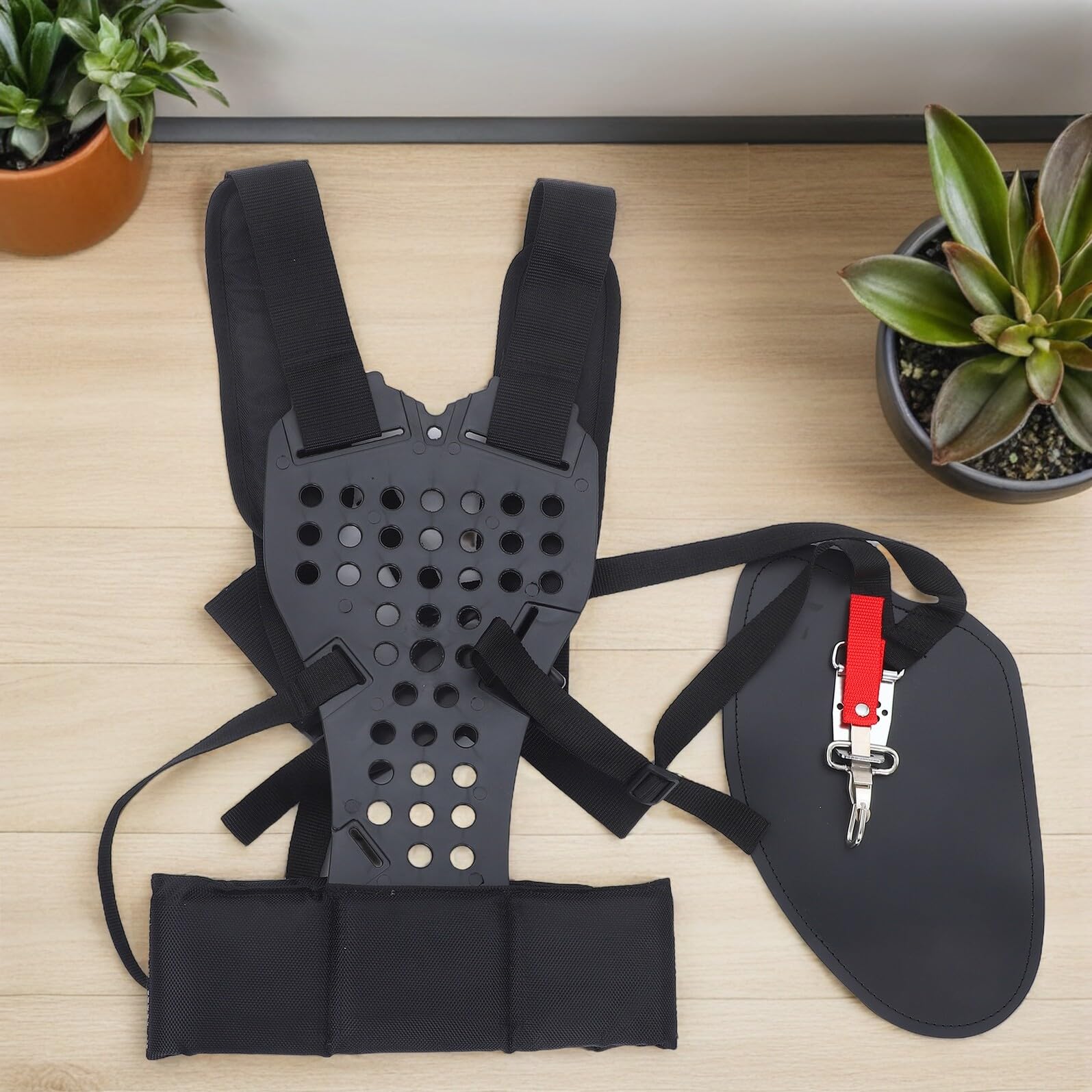Hemobllo Tracolla Doppia Imbottita per Decespugliatore Regolabile Cintura Ergonomica Traspirante per Tosaerba e Soffiatore Foglie Accessorio Giardinaggio per Lavori Prolungati Nera