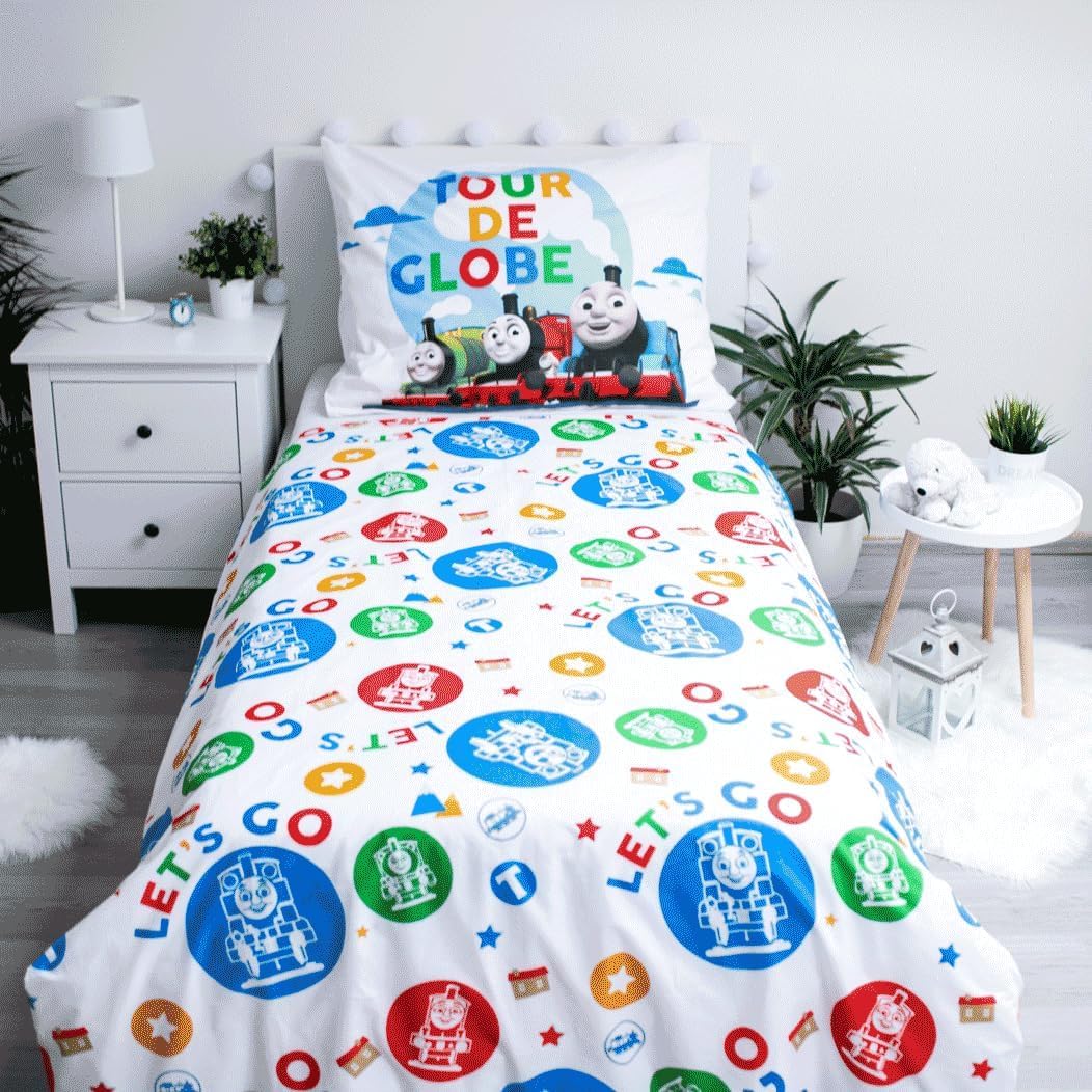 Jerry Fabrics Thomas und seine Freunde Bettwäsche Trail Bettdecke und Kissen Set | Jungen Kleinkind Bettwäsche-Sets | Aus 100% Baumwolle, Blau, 140 x 200 cm Kissenbezug 70 x 90 cm, 63022100