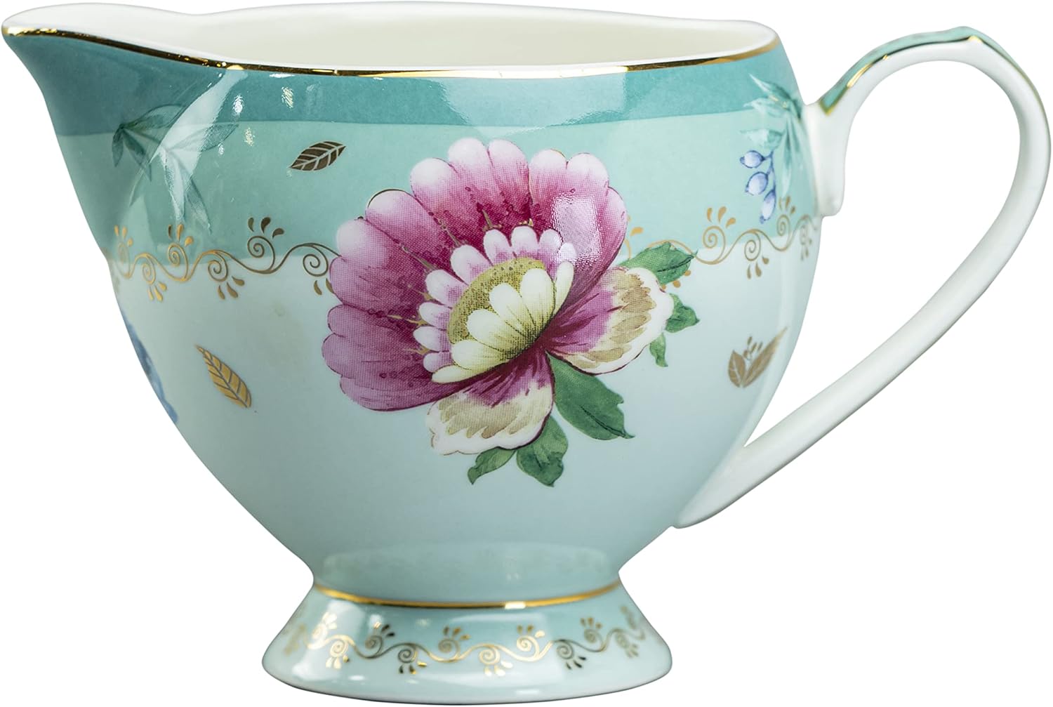 Gracie China Fantastic Green Porcelain 3-Piece Sugar, Creamer And Tray Set