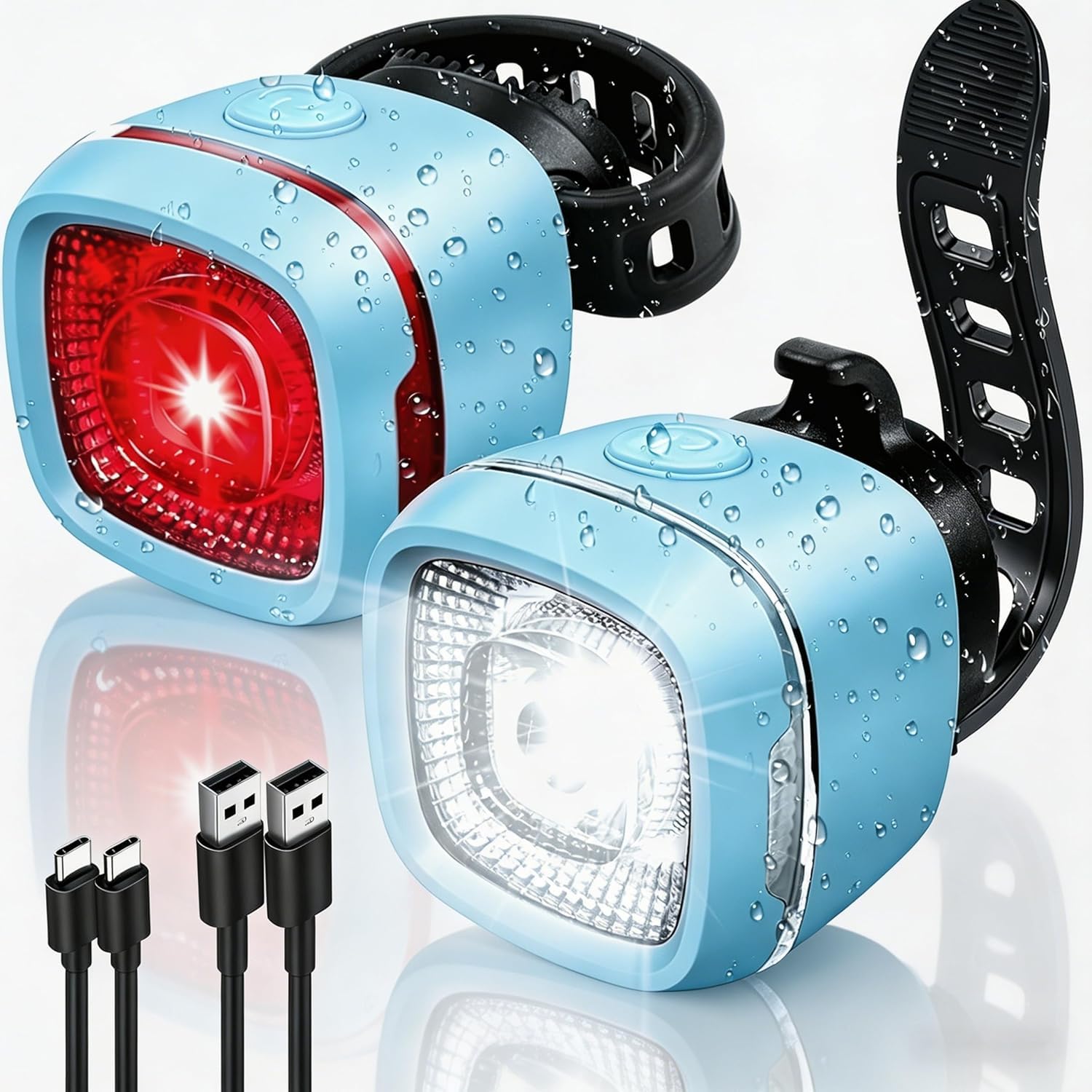 Feux avant et arrière de vélo de type C, rechargeables, IPX6, lampe de poche étanche pour la conduite de nuit, phare arrière de sécurité, accessoires de vélo pour enfants, filles, garçons