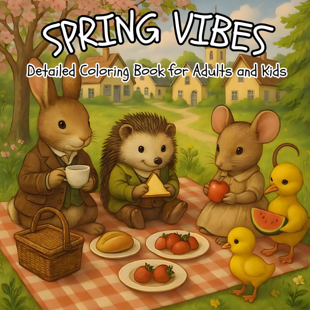 Spring Vibes: Coloring Book for Adults and Kids | Relaxing Spring Designs: 50 Relaxing Coloring Pages