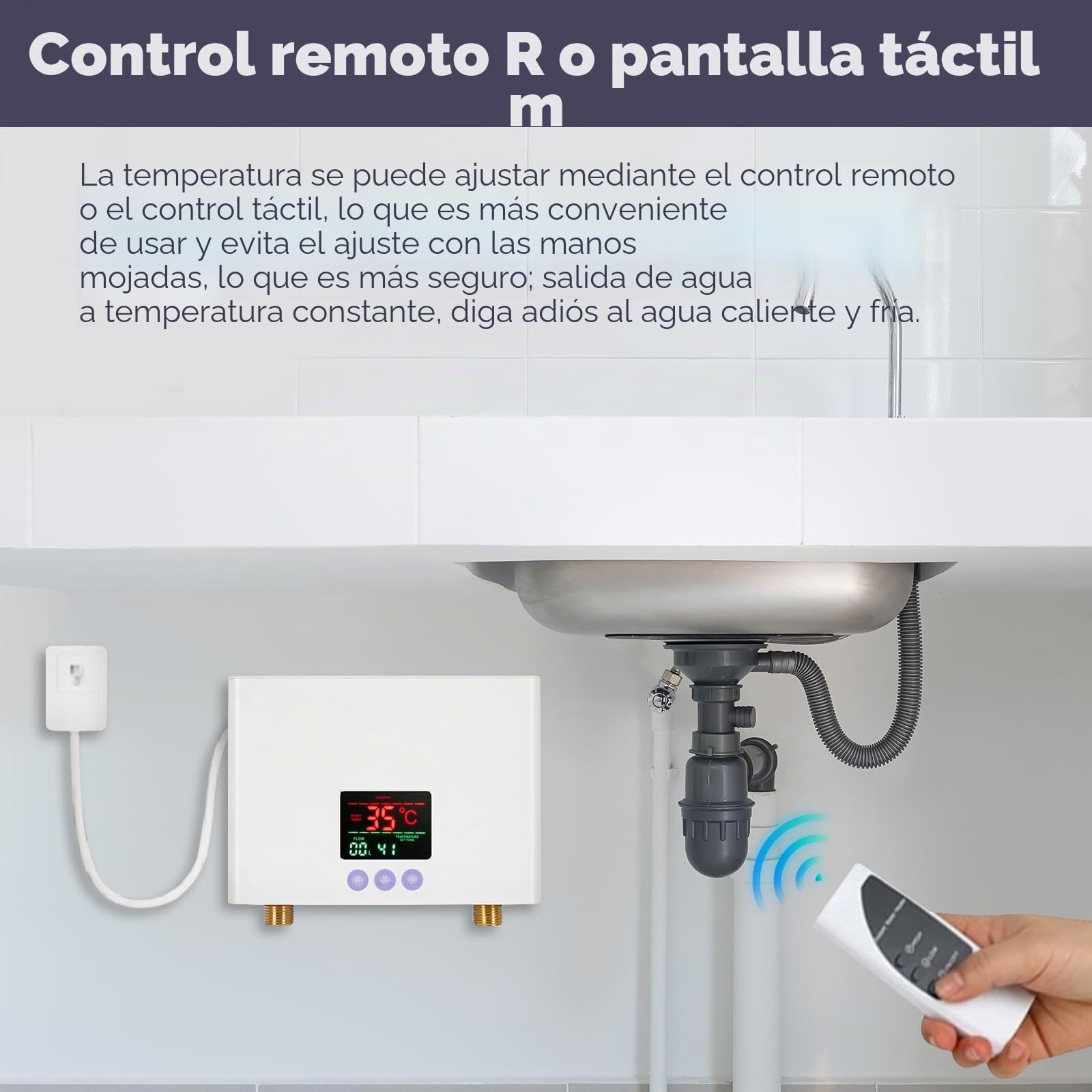 Mini calentador de agua instantáneo,Calentador de agua electrico instantaneo,pequeño calentador de agua instantáneo con pantalla LED de temperatura,calentador de agua de cocina 220V (3KW)