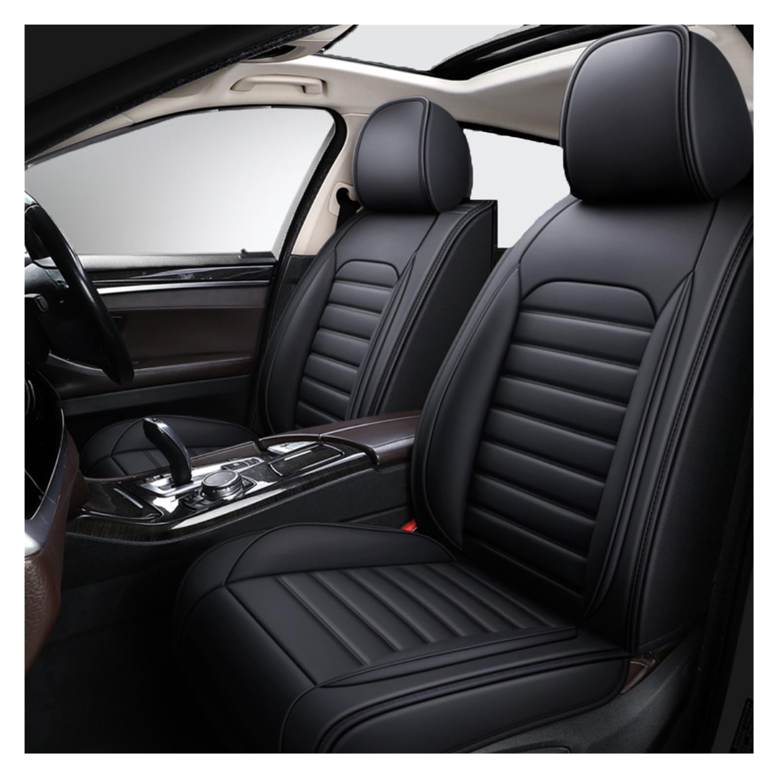 Fundas Asientos Coche para Volvo XC60 XC 60, Universal Juegos Cubreasientos Delanteros Funda Asiento Protector-2 Piel Plazas(Black)