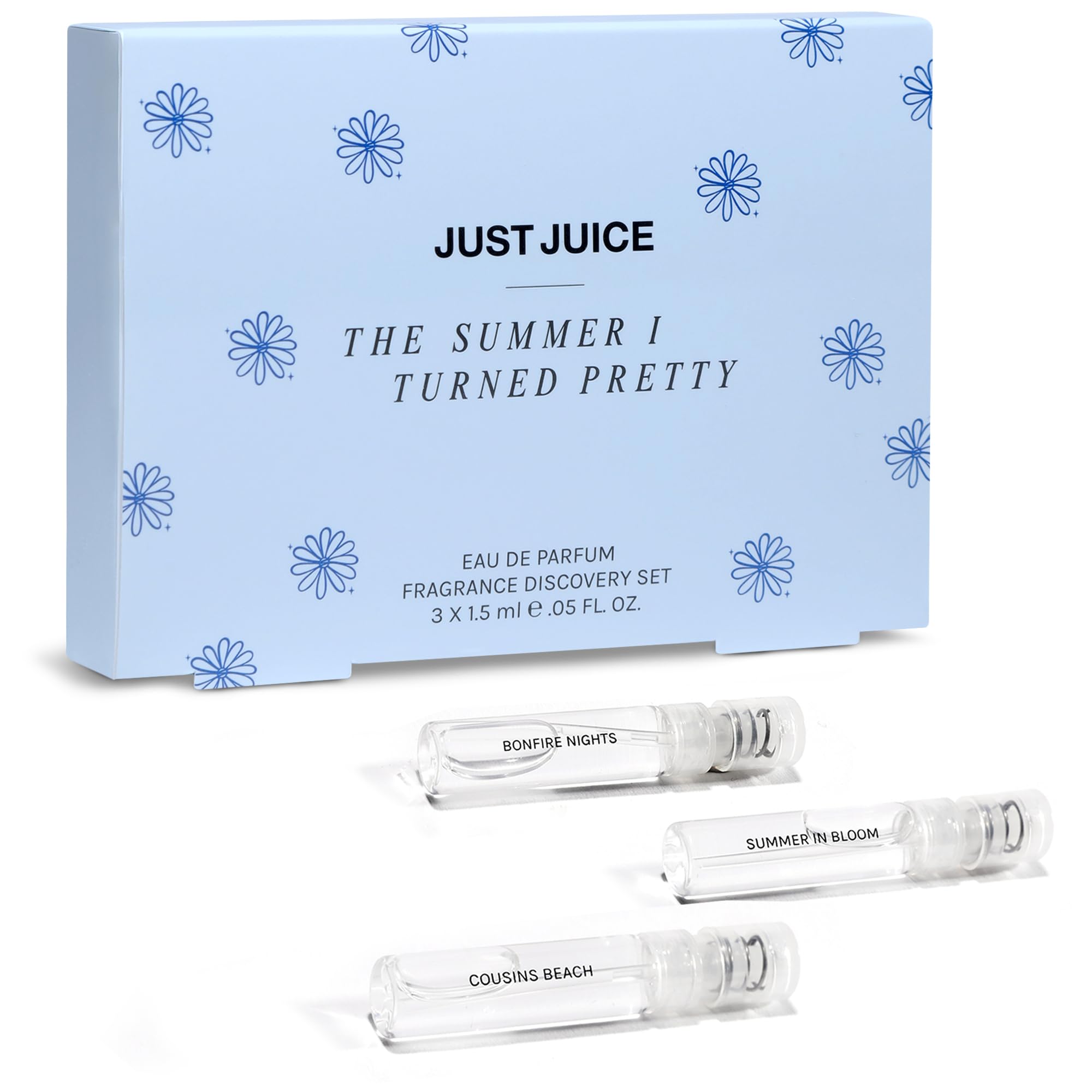 Just Juice - The Summer I Turned Pretty Mini Perfume Set - 3 Perfumes for Women and Men - Cousins Beach, Bonfire Nights, Summer In Bloom - 3 pc