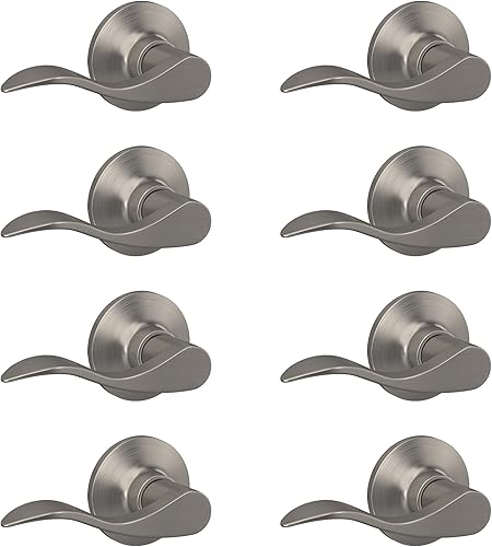 Lock Scout Manilla Wave con moldura redonda para puerta de pasillo y armario, acabado de níquel satinado, paquete de 8 Lock Scout Manilla Wave con moldura redonda para puerta de pasillo y armario, acabado de níquel satinado, paquete de 8