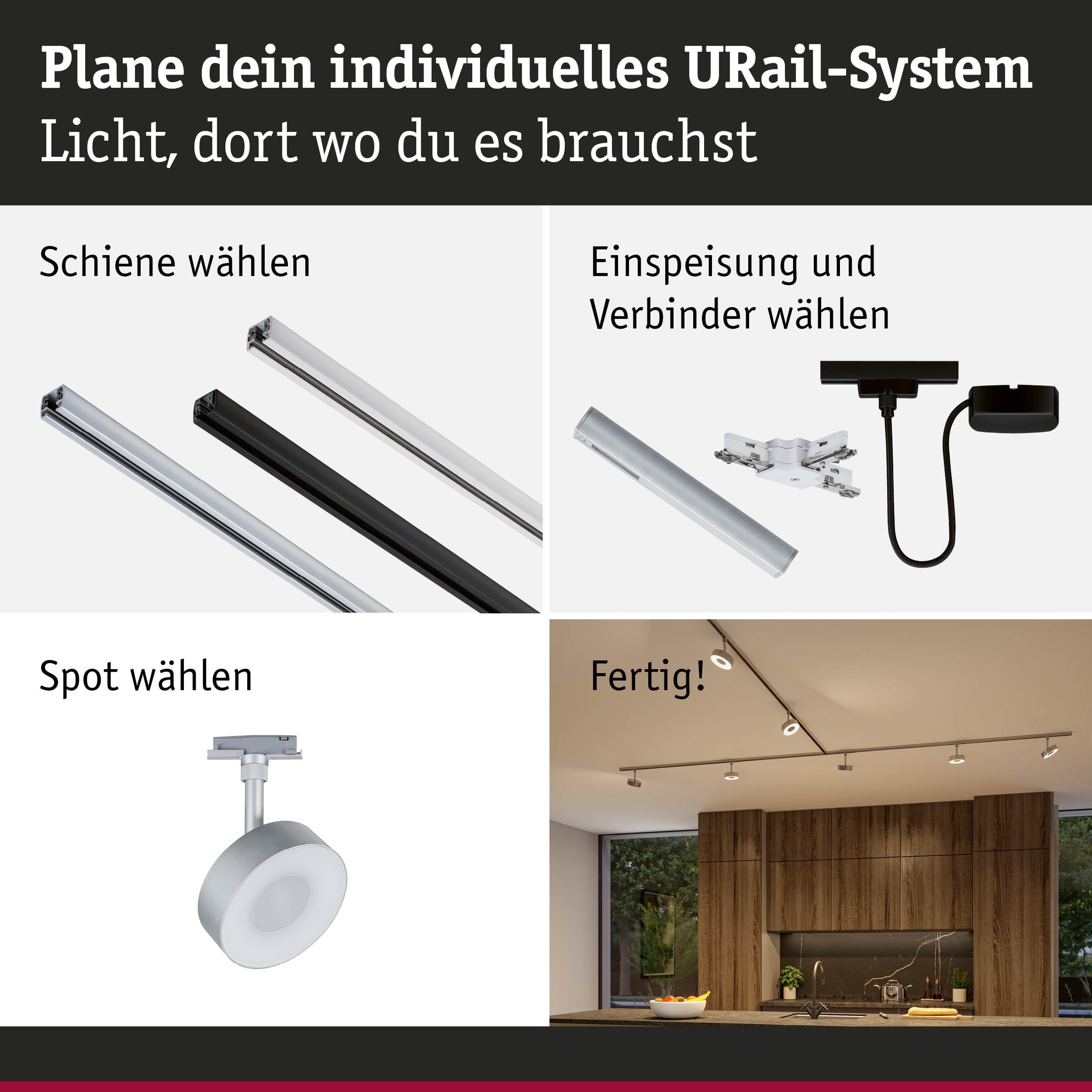 Paulmann URail Schienenspot Circle 220lm 5W 2700-4000K dimmbar 230V Chrom matt 93152