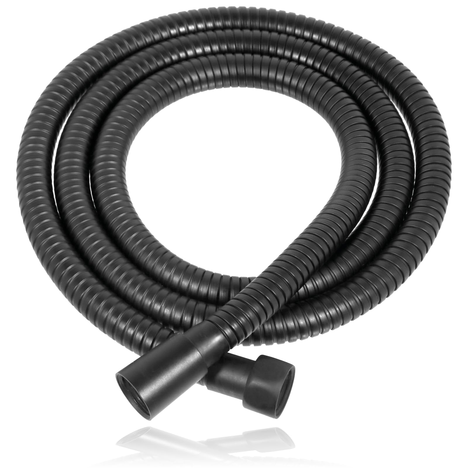 Spares2go Matt Black Shower Hose 2M Stainless Steel 11Mm Bore Anti-Kink 1/2In Replacement
