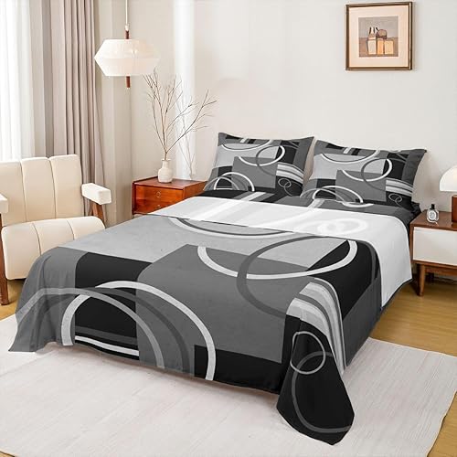 Vista 60 de Juego de sábanas modernas de tamaño Queen, color amarillo, gris y negro, juego de sábanas geométricas a rayas para niños, niñas, niños y Multi 039