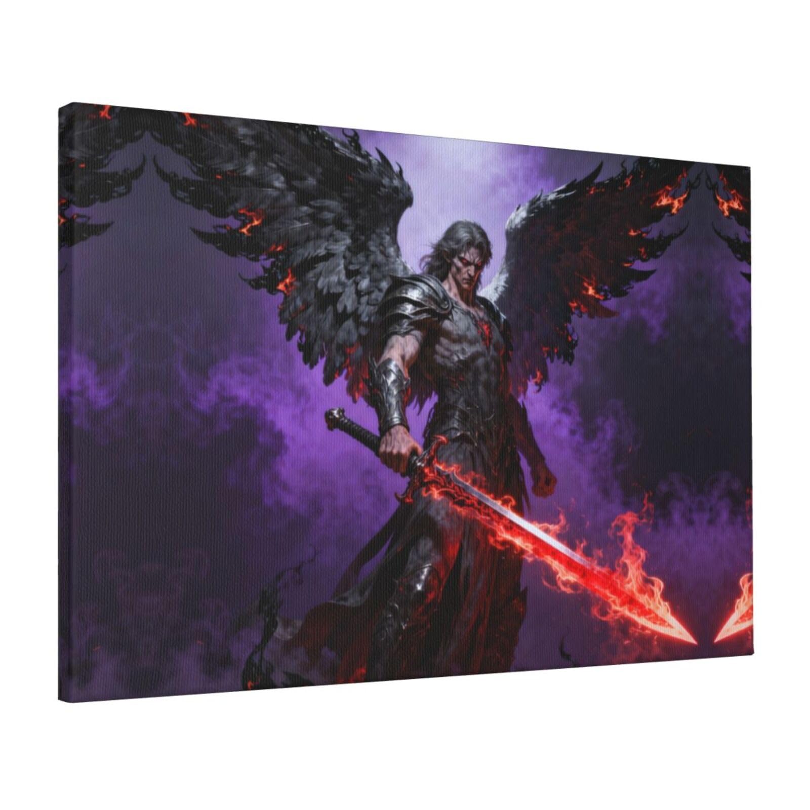 CNTDBU Dark Wings Canvas Wall Art 16x24 Inch-Large Modern Painting Print for Living Room, Framed Ready to Hang Artwork for Bedroom