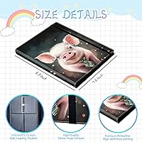 Vista 2 de Rossy Carpeta de 4 bolsillos, 400 tarjetas, álbum de colección comercial, bolsillos de doble cara, para deportes, béisbol, cerdo rosa