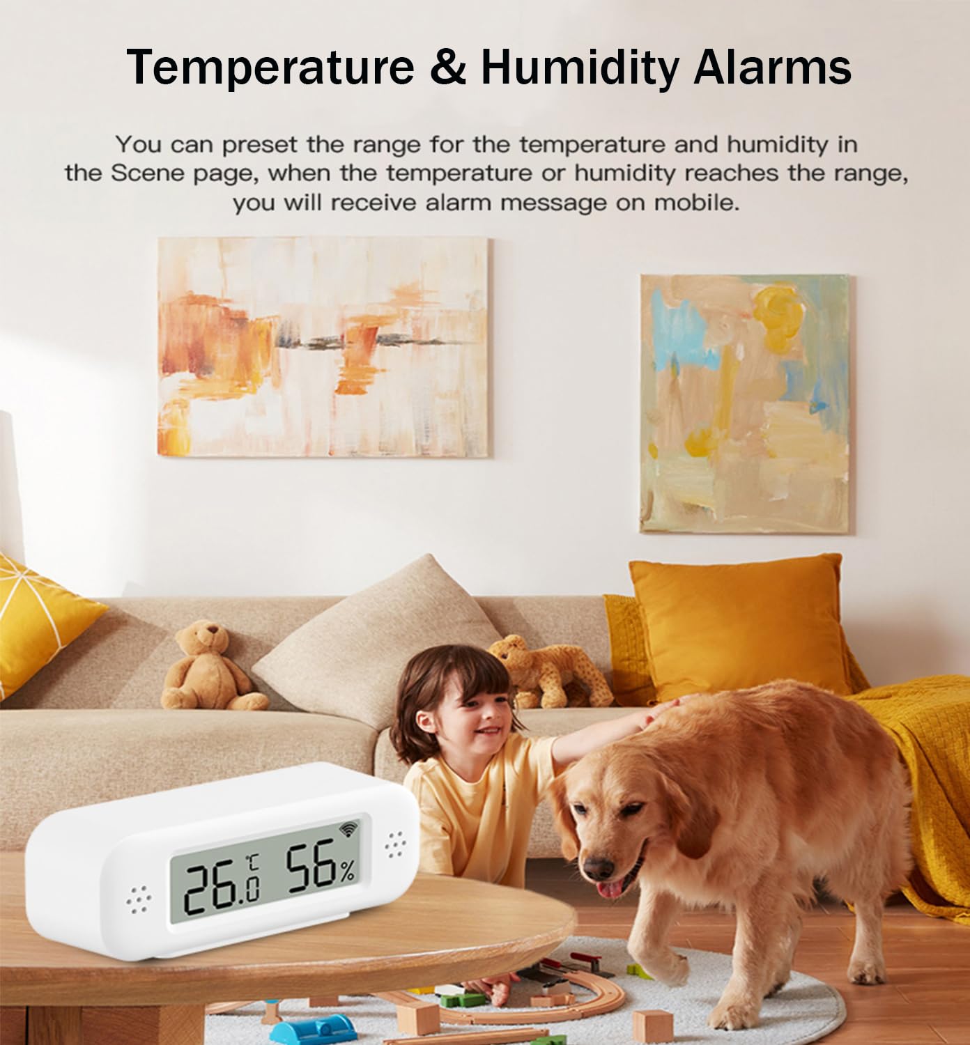 Termómetro higrómetro WiFi para interiores: sensor de temperatura inteligente, monitor digital de humedad con aplicación smart y grabación de datos, fit for Alexa, para dormitorio, invernadero (4PCS)