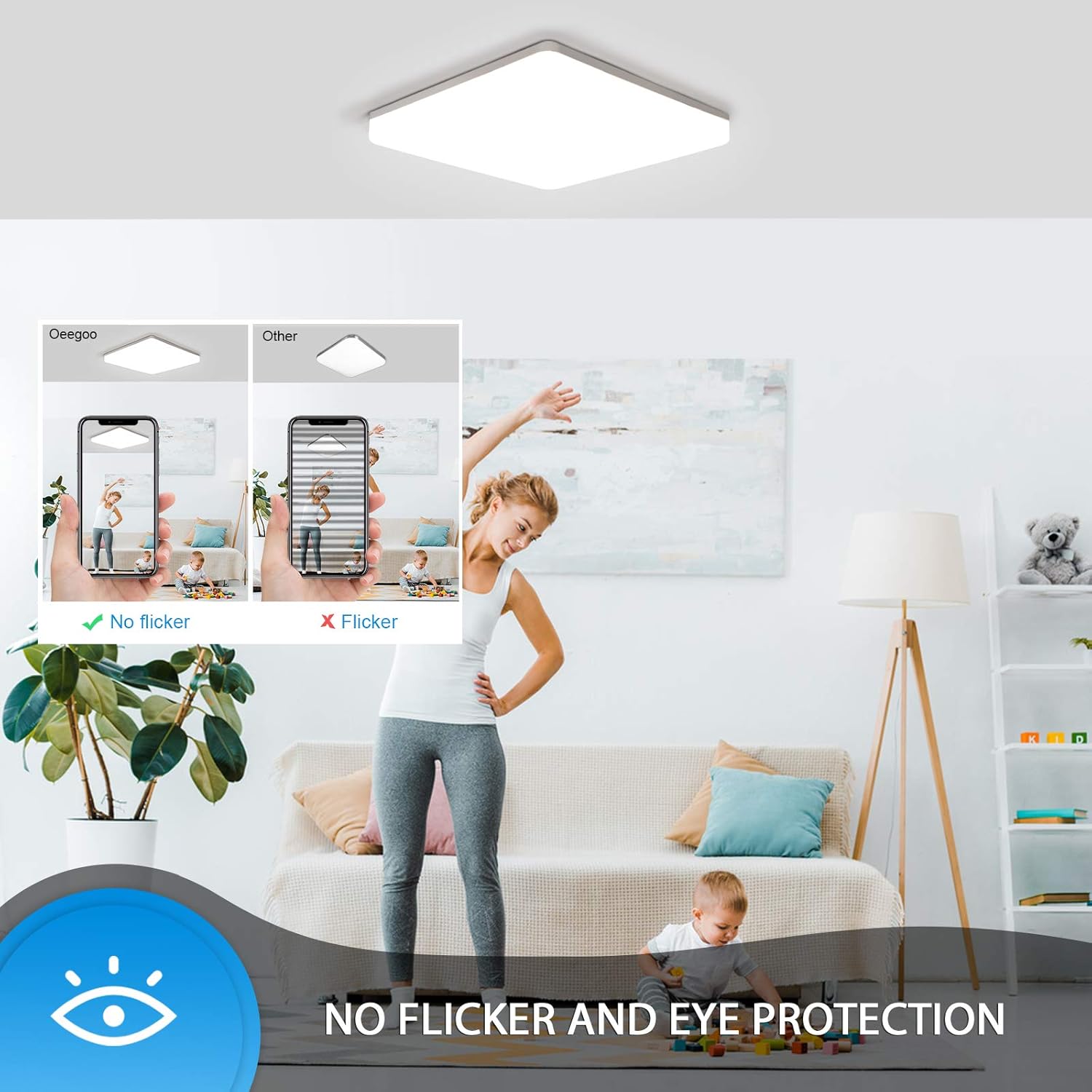 Crаzу Dеаlѕ LED Ceiling Light, Oeegoo RGB 24W Flush Mount Ceiling Light with Remote Control Dimmable 11 Inch 2400LM Eye Protection Modern 3000-6500K Adjustable Night Light Mode for Kids Room Party Corridor