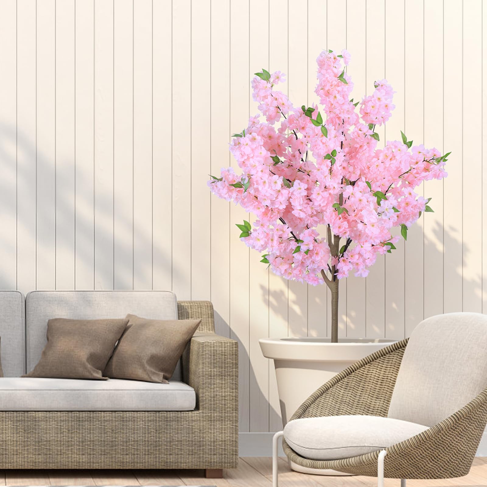 Arbre de Cerisier Artificiel avec Pot, Plante Cerisier Japonais Artificiel pour Bureau, Maison, Mariage, Hôtel .Fleur de Cerisier Interieur 150cm
