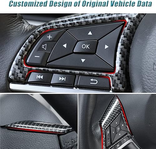 Miniatura 6 de BOYUER 3 piezas de ABS de fibra de carbono para el panel del volante, accesorios para el interior del automóvil, decoración del panel de moldura