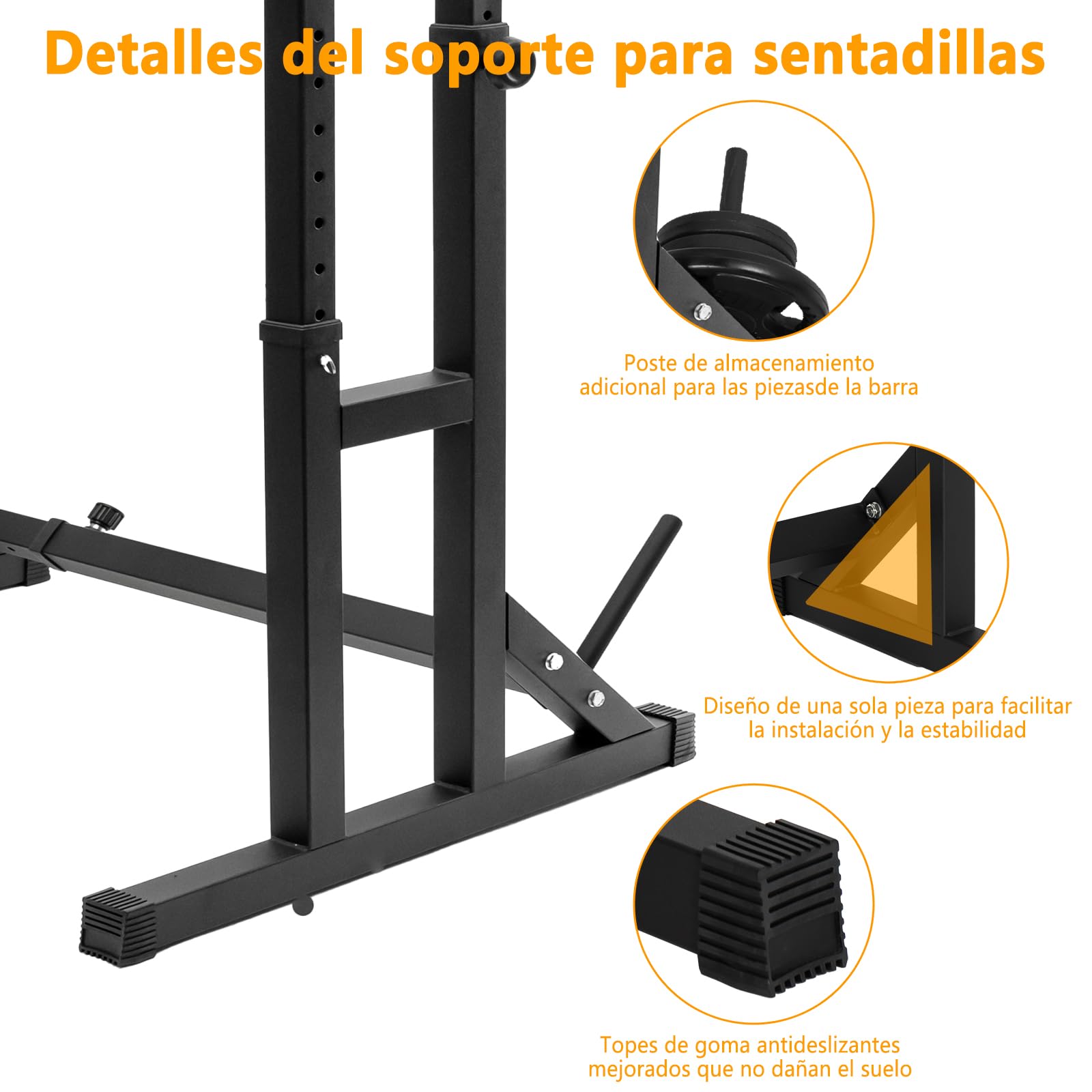 Soporte Sentadillas Rack Ajustable,Sentadillas Soporte Barra Pesas Musculación,Gym En Casa Soporte Discos Pesas,Squat Rack Max 250 Kg