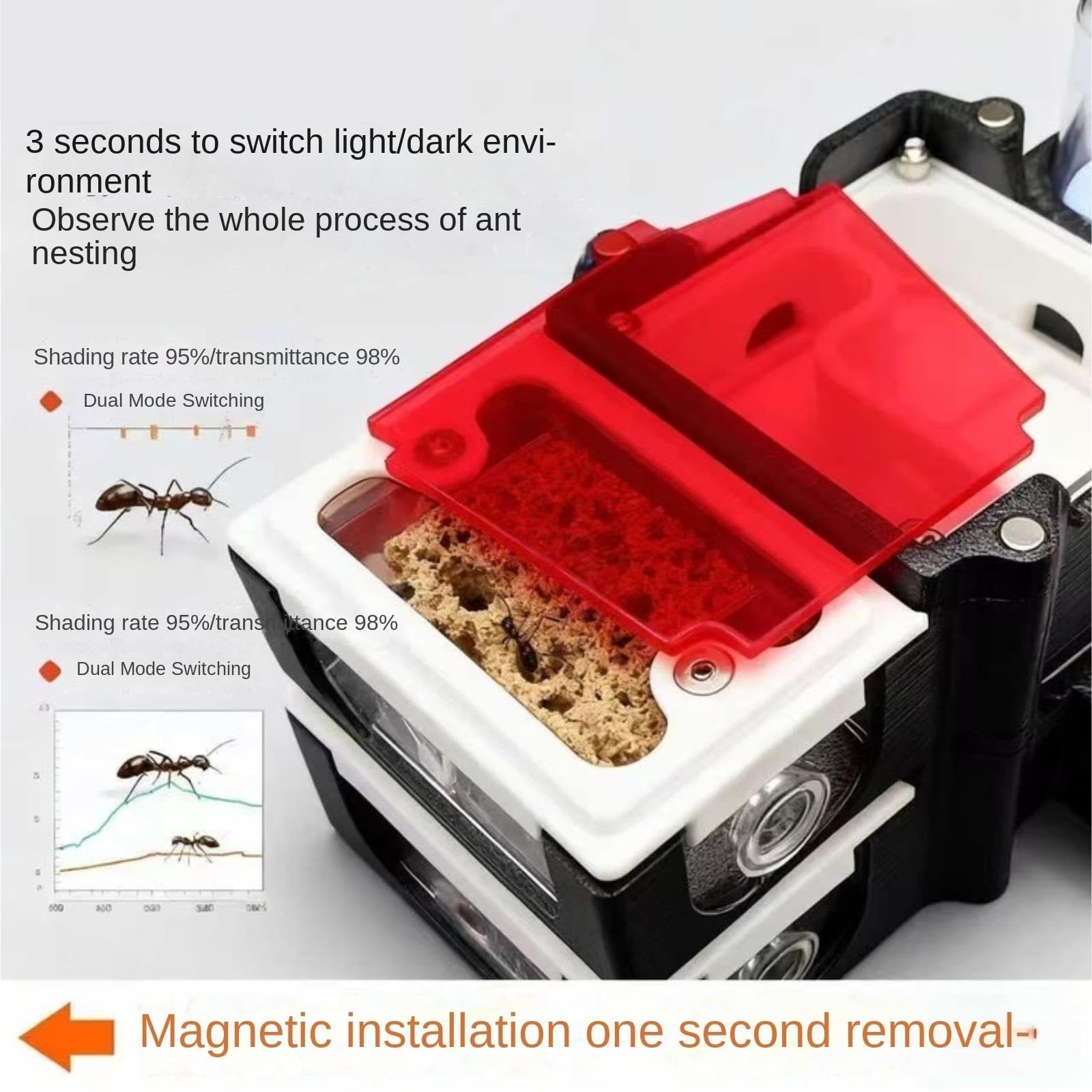 esmen Formicaio impilabile in Acrilico ad Alta trasparenza - Nido di Installazione Magnetico for l'osservazione, simula l'habitat Naturale Casetta per Animali(Beige)
